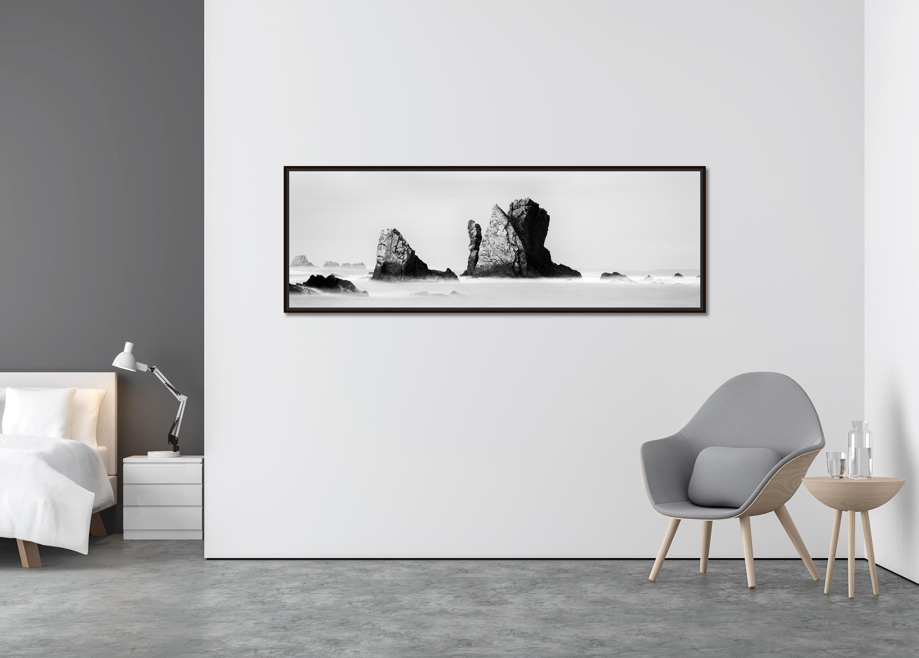 Beach of Silencio Panarama, Spain, minimal fine art, black and white photography - Contemporary Photograph by Gerald Berghammer