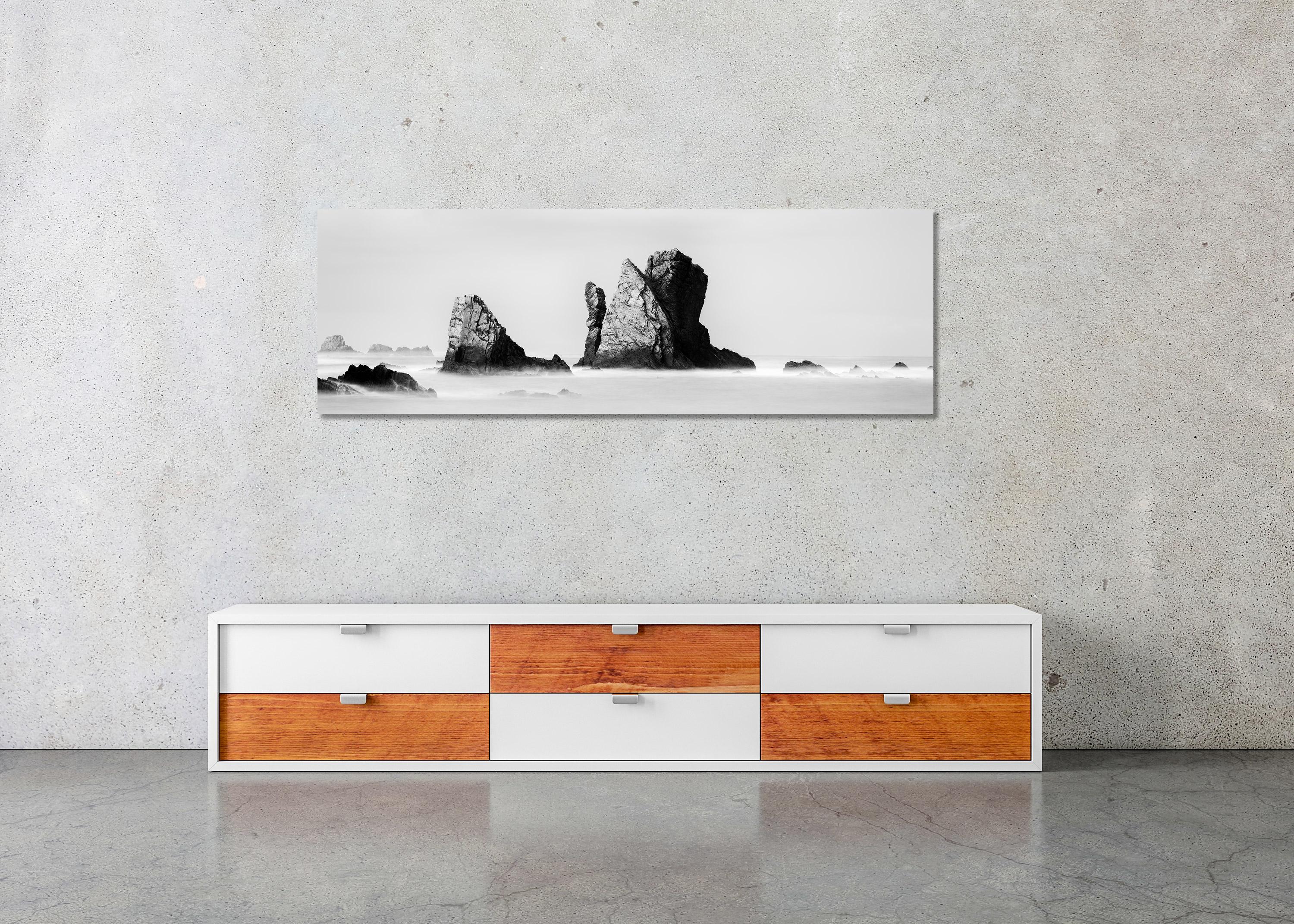 Beach of Silencio Panarama, Spain, minimal fine art, black and white photography For Sale 3