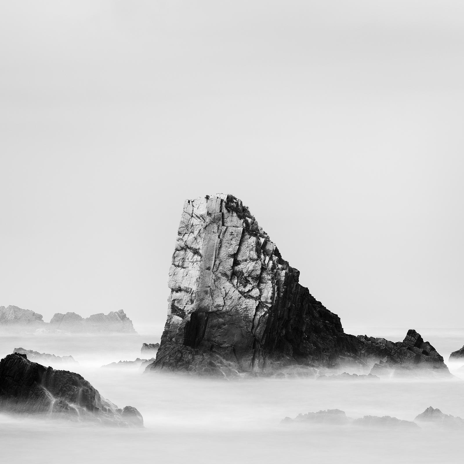 Beach of Silencio Panarama, Spain, minimal fine art, black and white photography For Sale 4