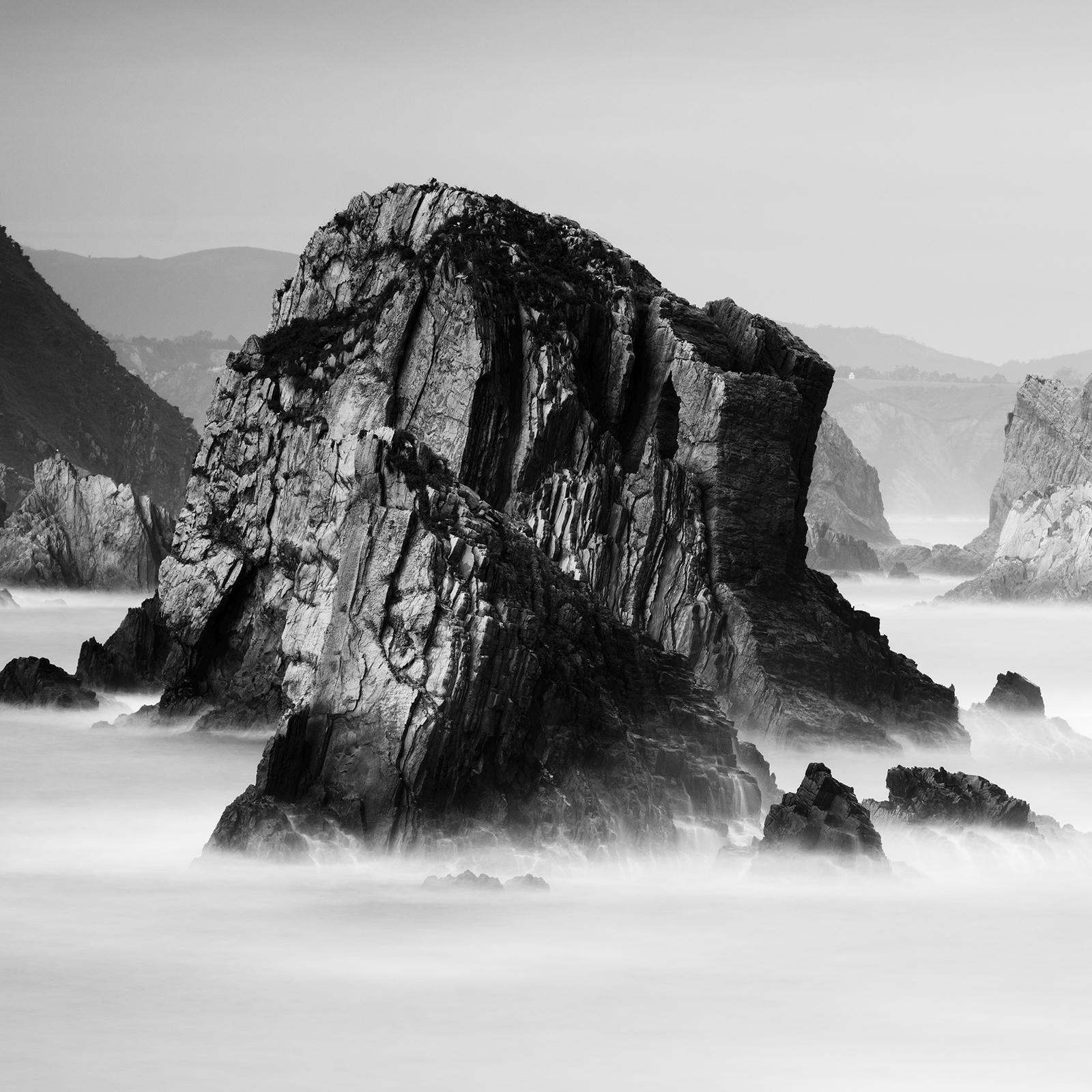 Beach of Silencio, Rocks, Atlantic Ocean, black and white photography, seascape For Sale 5