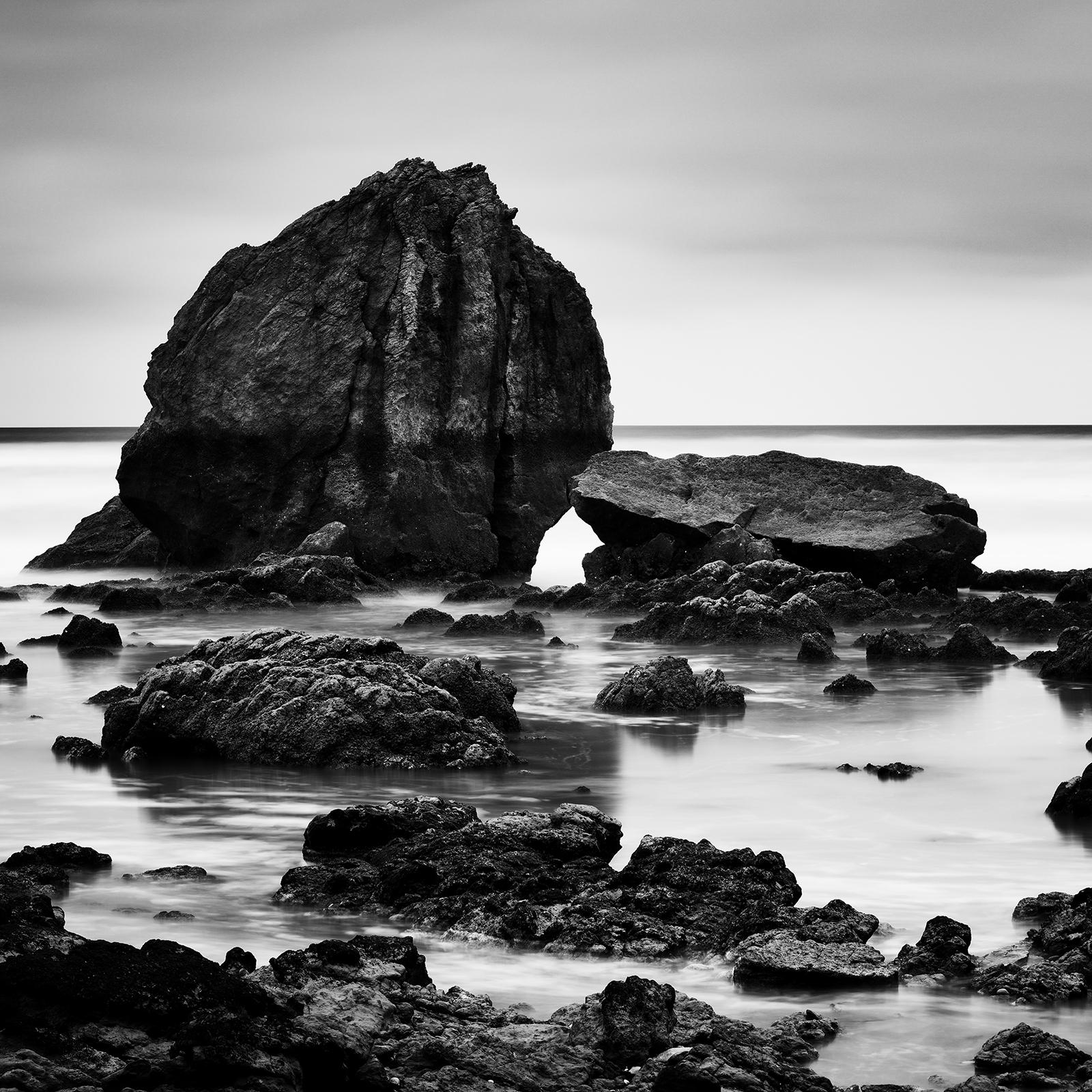 Beach Rock, giant stones, shoreline, France, black and white, landscape, photo For Sale 4