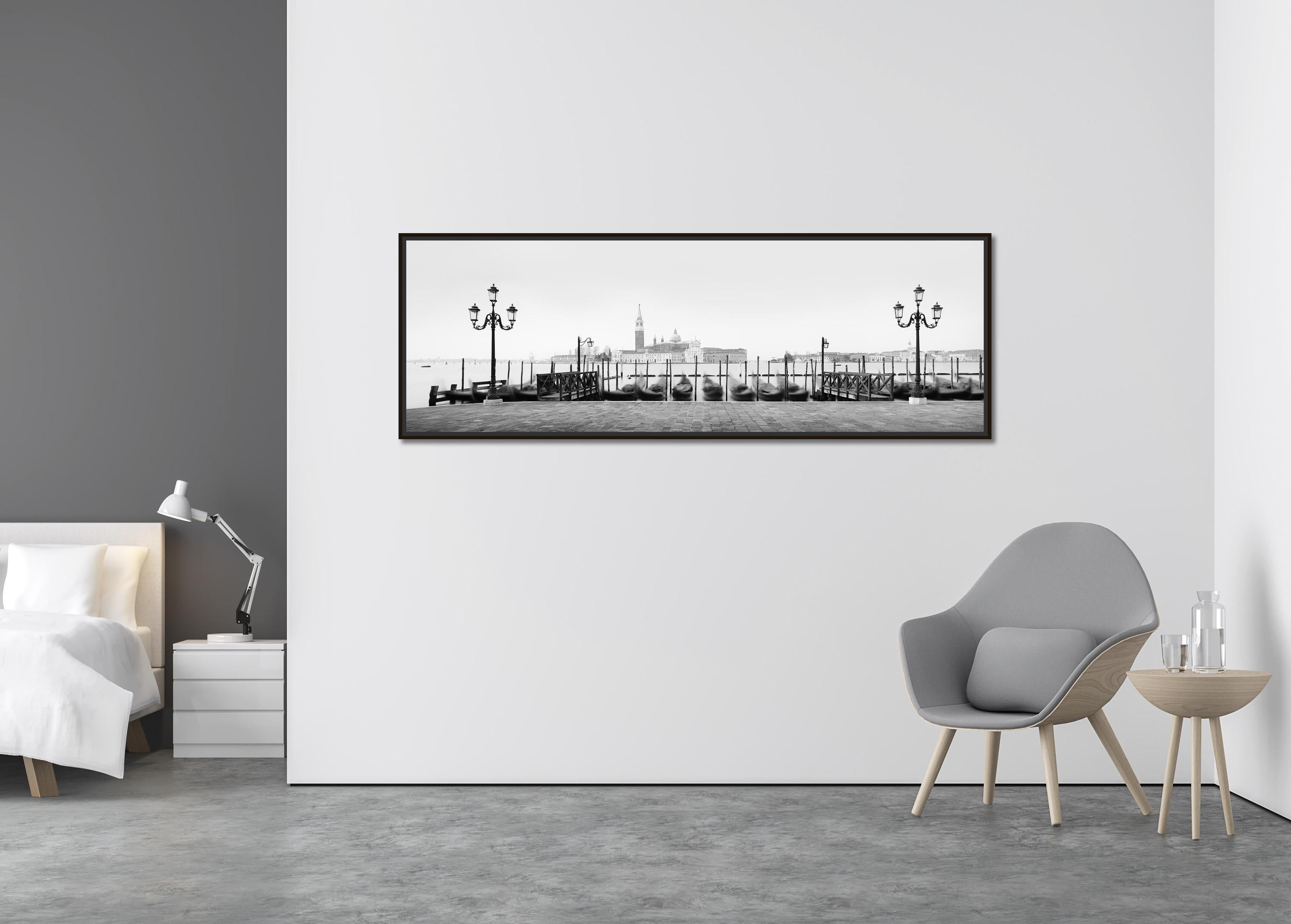 Between the Lights, Venice, black and white art panorama cityscape photography - Contemporary Photograph by Gerald Berghammer