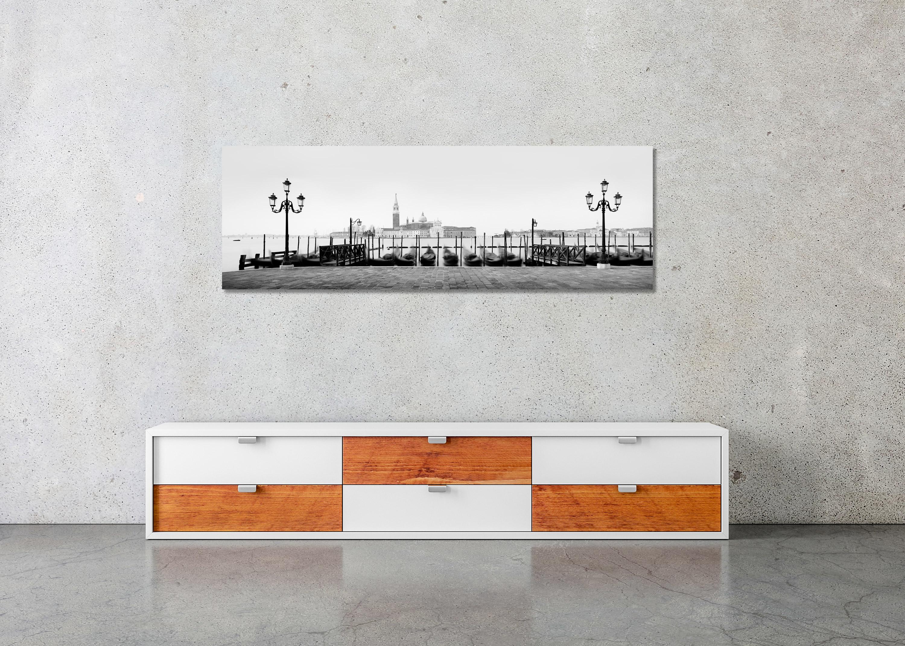 Between the Lights, Venice, black and white panorama art cityscape photography For Sale 2