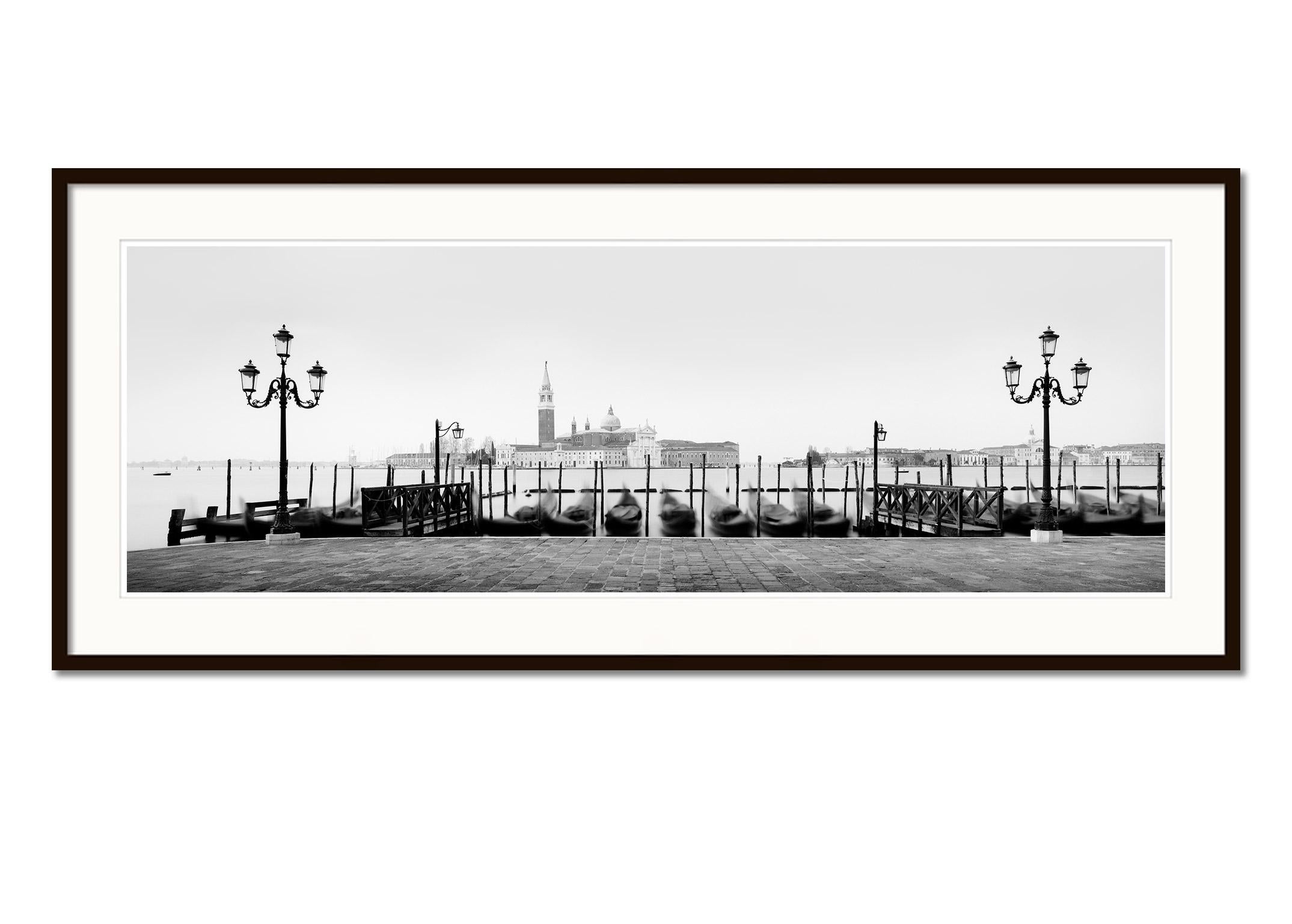 Between the Lights, Venice, black white fine art panorama landscape photography - Gray Landscape Photograph by Gerald Berghammer