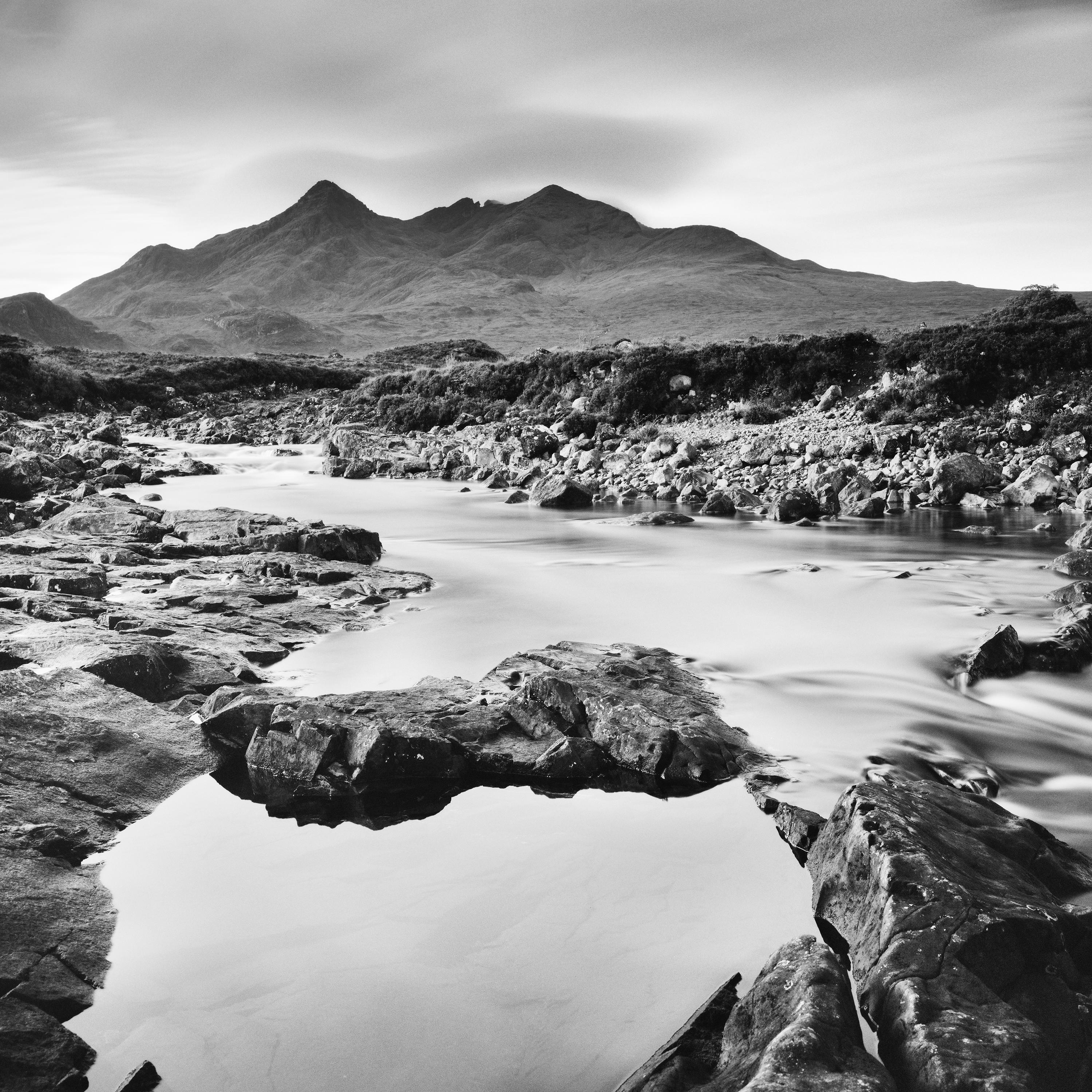 Black Cuillin Hills Mountains Scotland black and white landscape art photography en vente 3