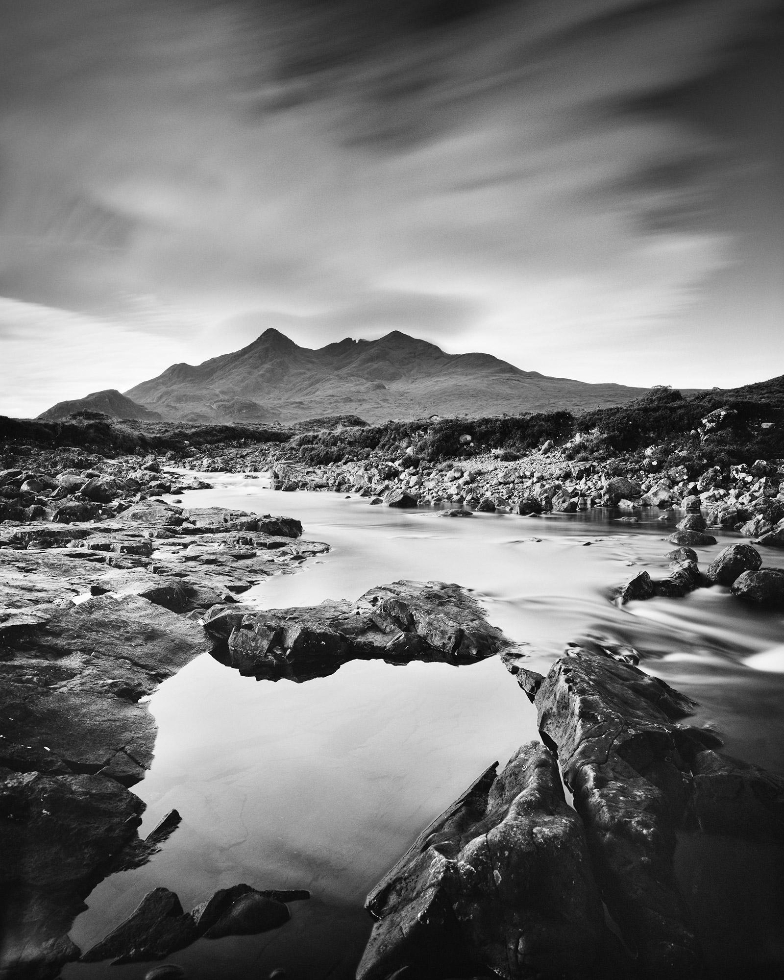 Gerald Berghammer Landscape Photograph - Black Cuillin Hills Mountains Scotland black and white landscape art photography