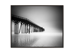 Black Pier, Beach, California, USA, black and white, long exposure, photography