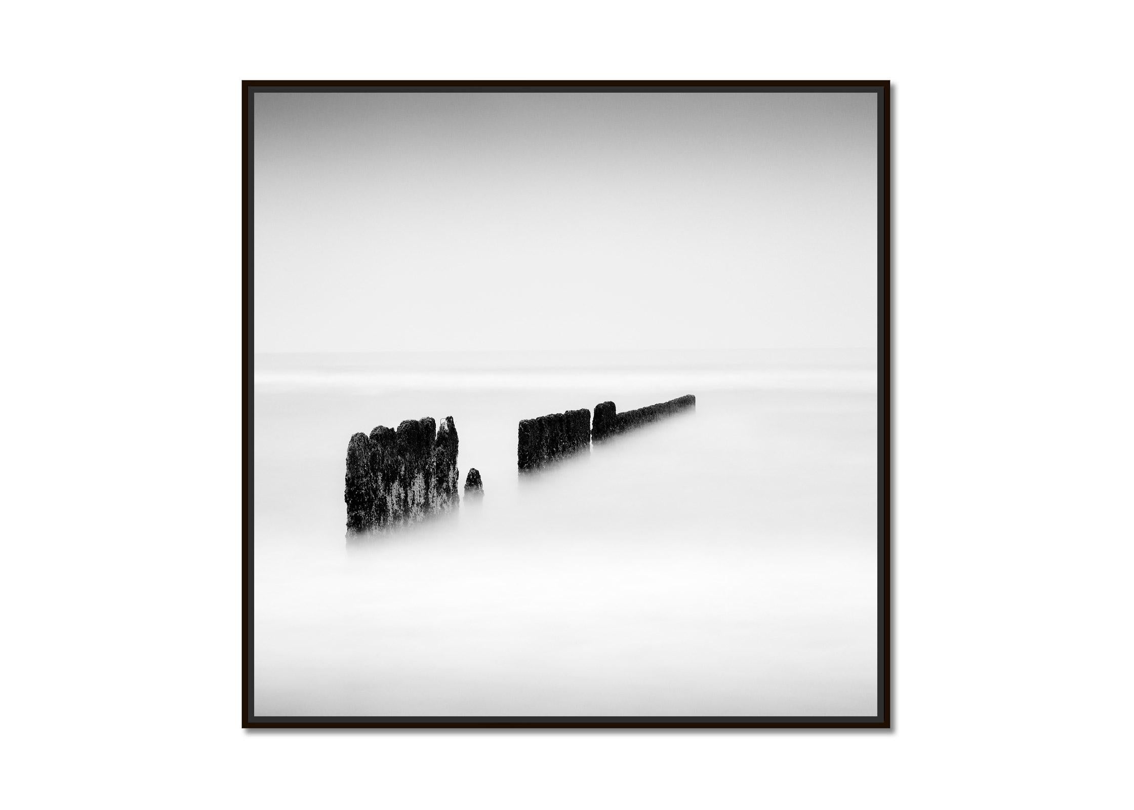 Black Line, Groyne, Sylte, Germany, black and white, art photography, landscape - Photograph by Gerald Berghammer