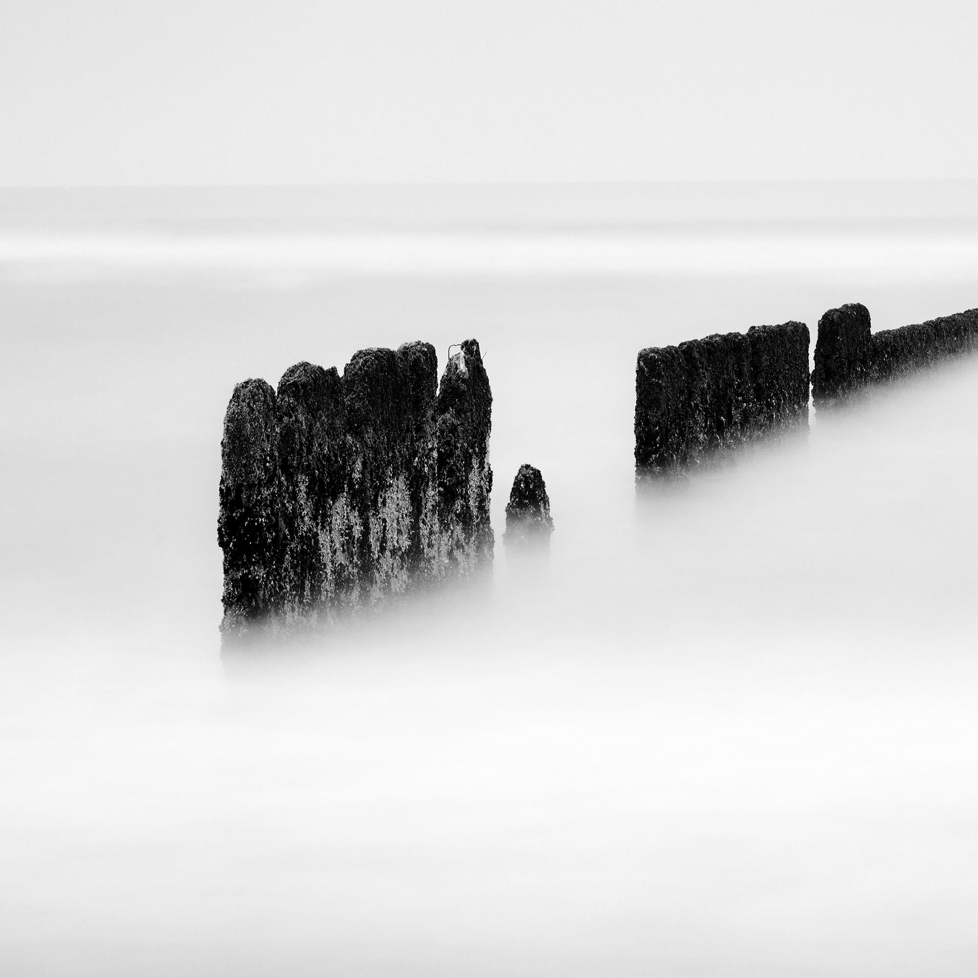 Schwarze schwarze Linie, Groyne, Sylte, Deutschland, Schwarz-Weiß, Kunstfotografie, Landschaft im Angebot 3