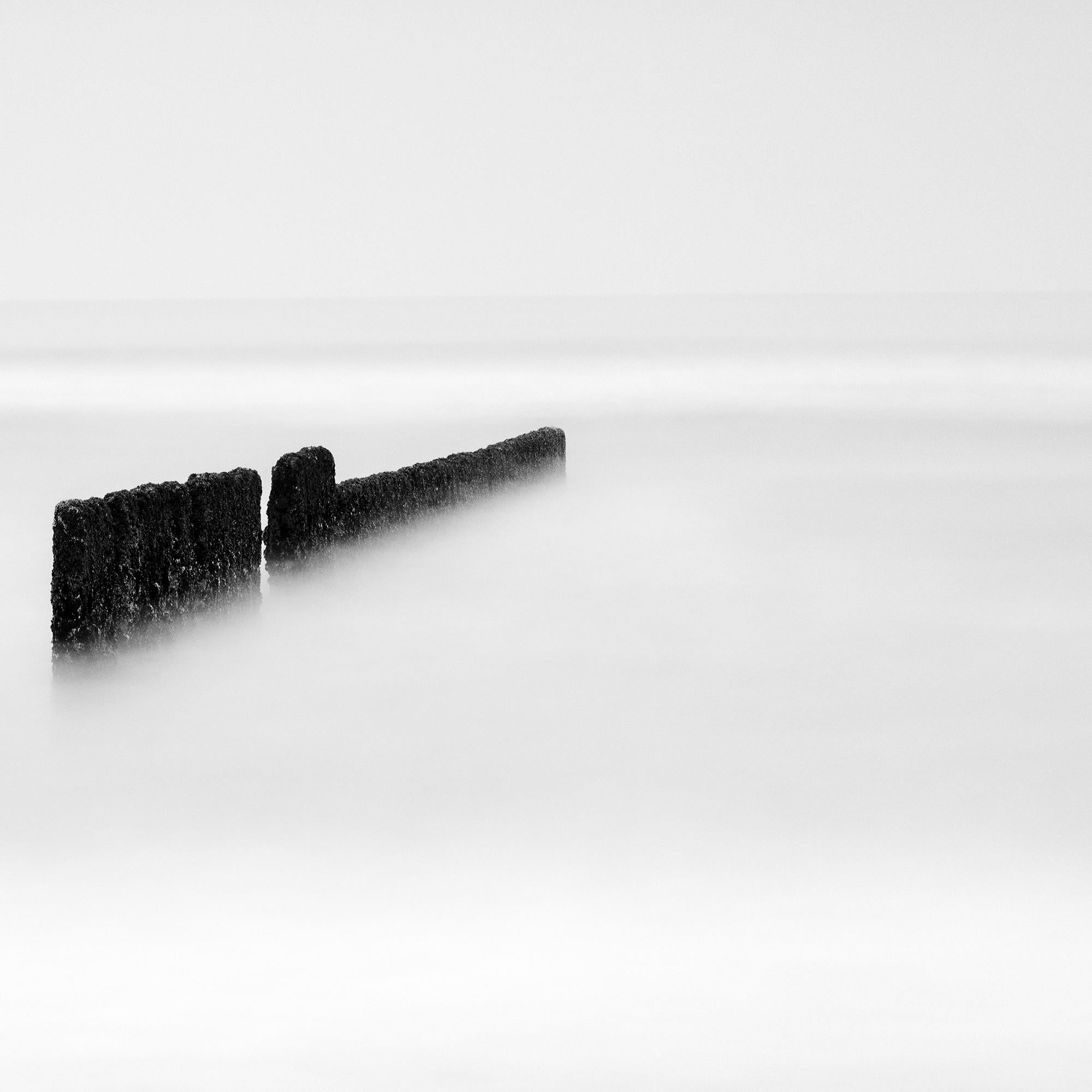 Schwarze schwarze Linie, Groyne, Sylte, Deutschland, Schwarz-Weiß, Kunstfotografie, Landschaft im Angebot 4