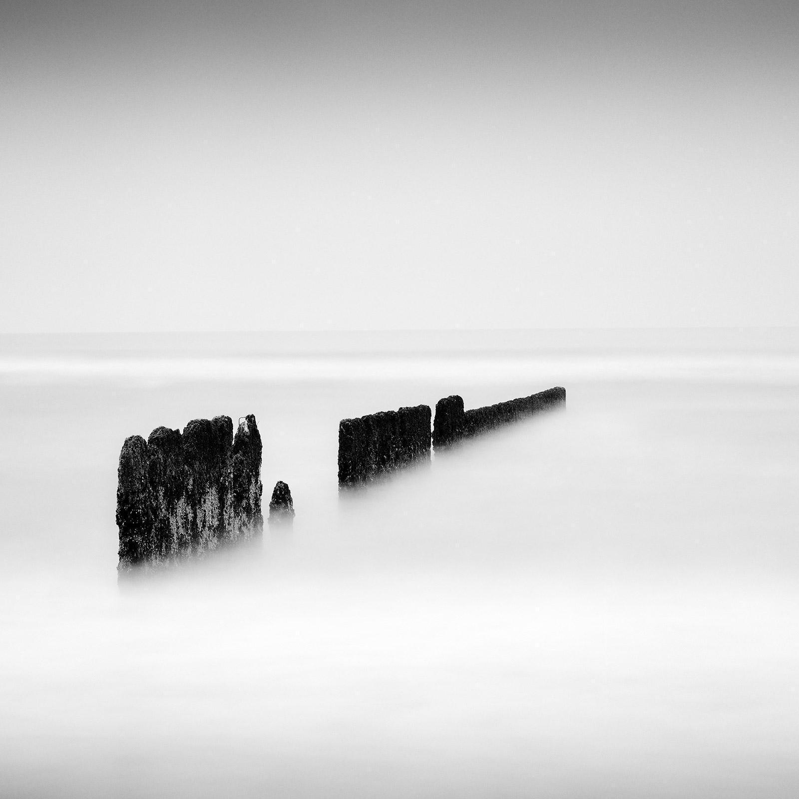 Gerald Berghammer Black and White Photograph - Black Line, Groyne, Sylte, Germany, black and white, art photography, landscape