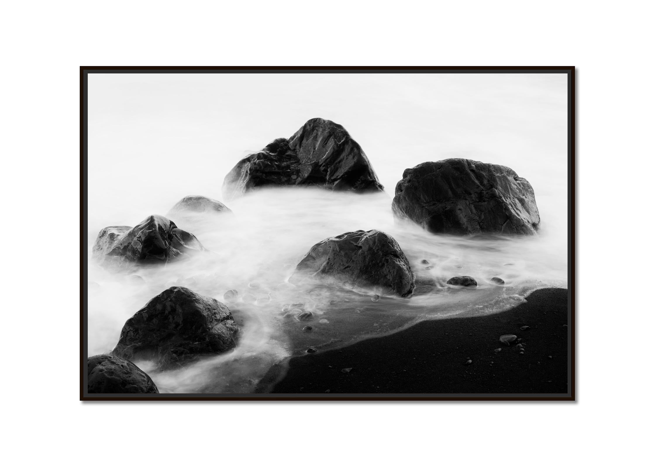 Black Rocks and a few Stones, black and white fine art photography, landscape - Photograph by Gerald Berghammer