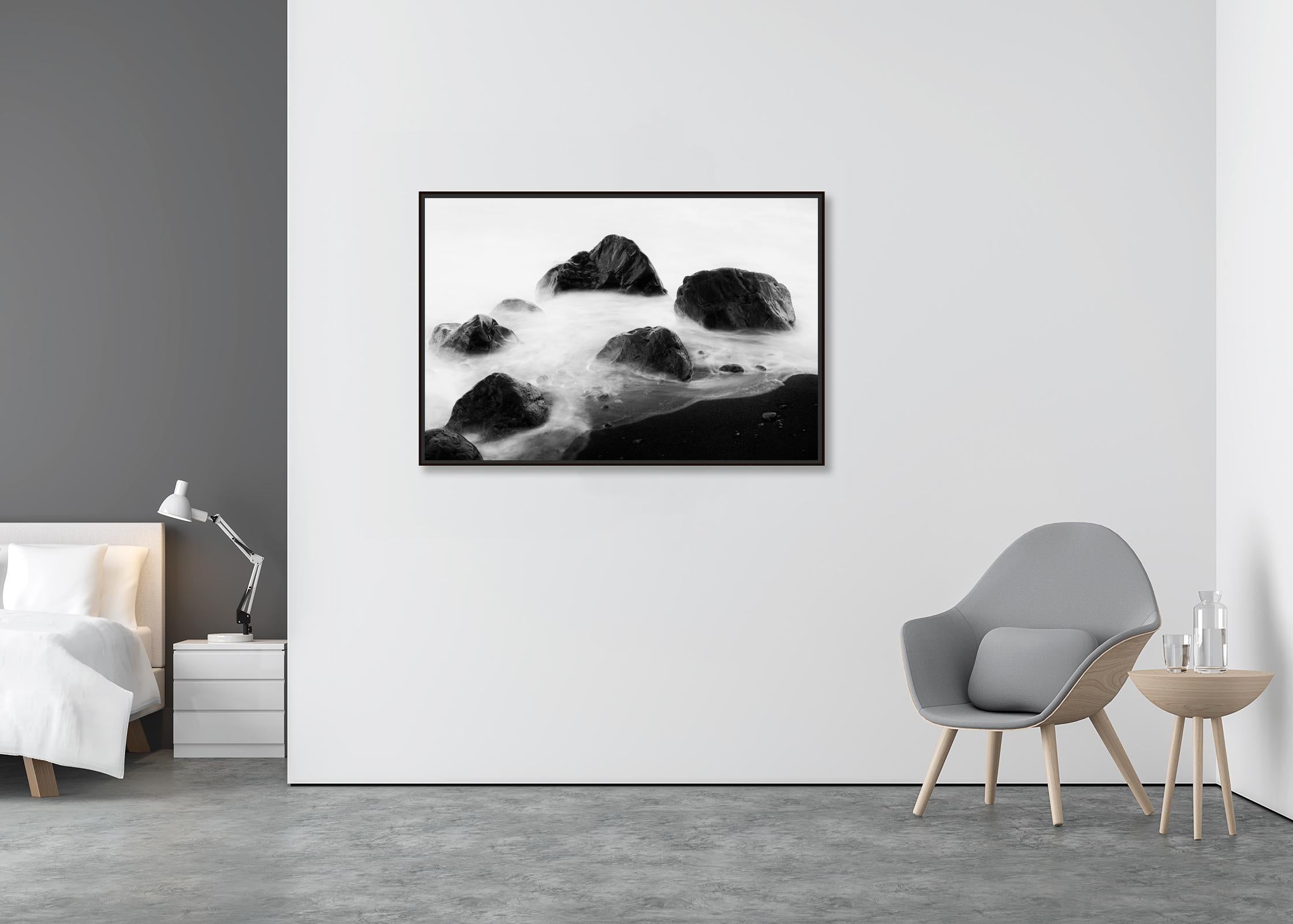 Black Rocks and a few Stones, black and white fine art photography, landscape - Contemporary Photograph by Gerald Berghammer