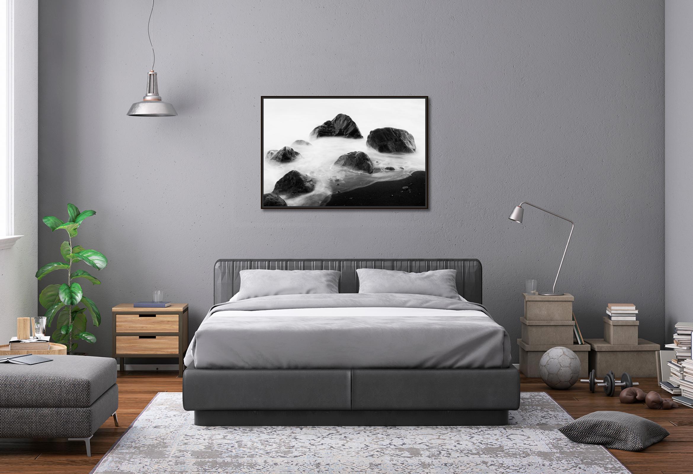 Black Rocks and a few Stones Spain black white fine art landscape photography - Contemporary Photograph by Gerald Berghammer
