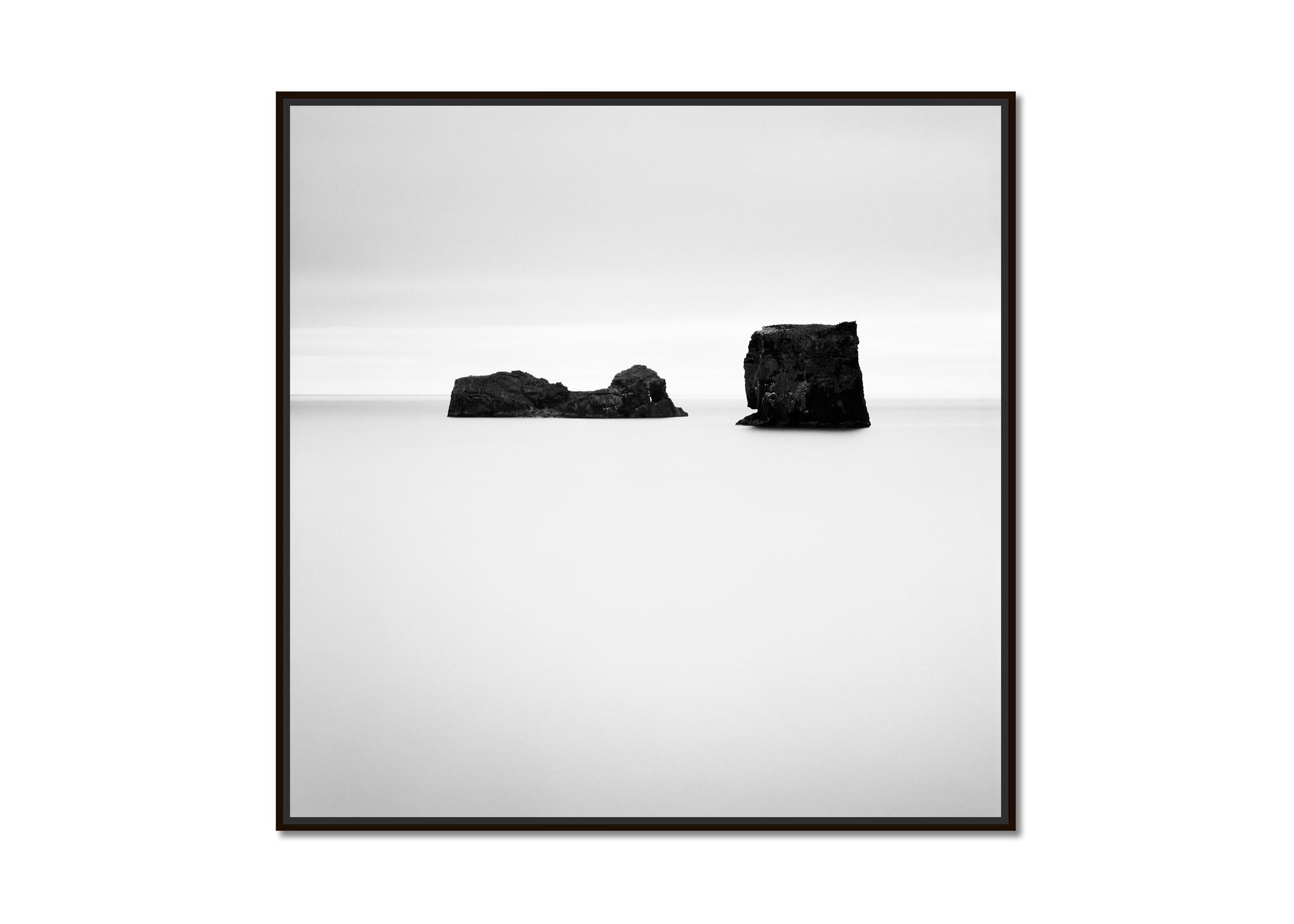 Black Rocks, Iceland, minimalism black and white fine art landscape photography - Photograph by Gerald Berghammer