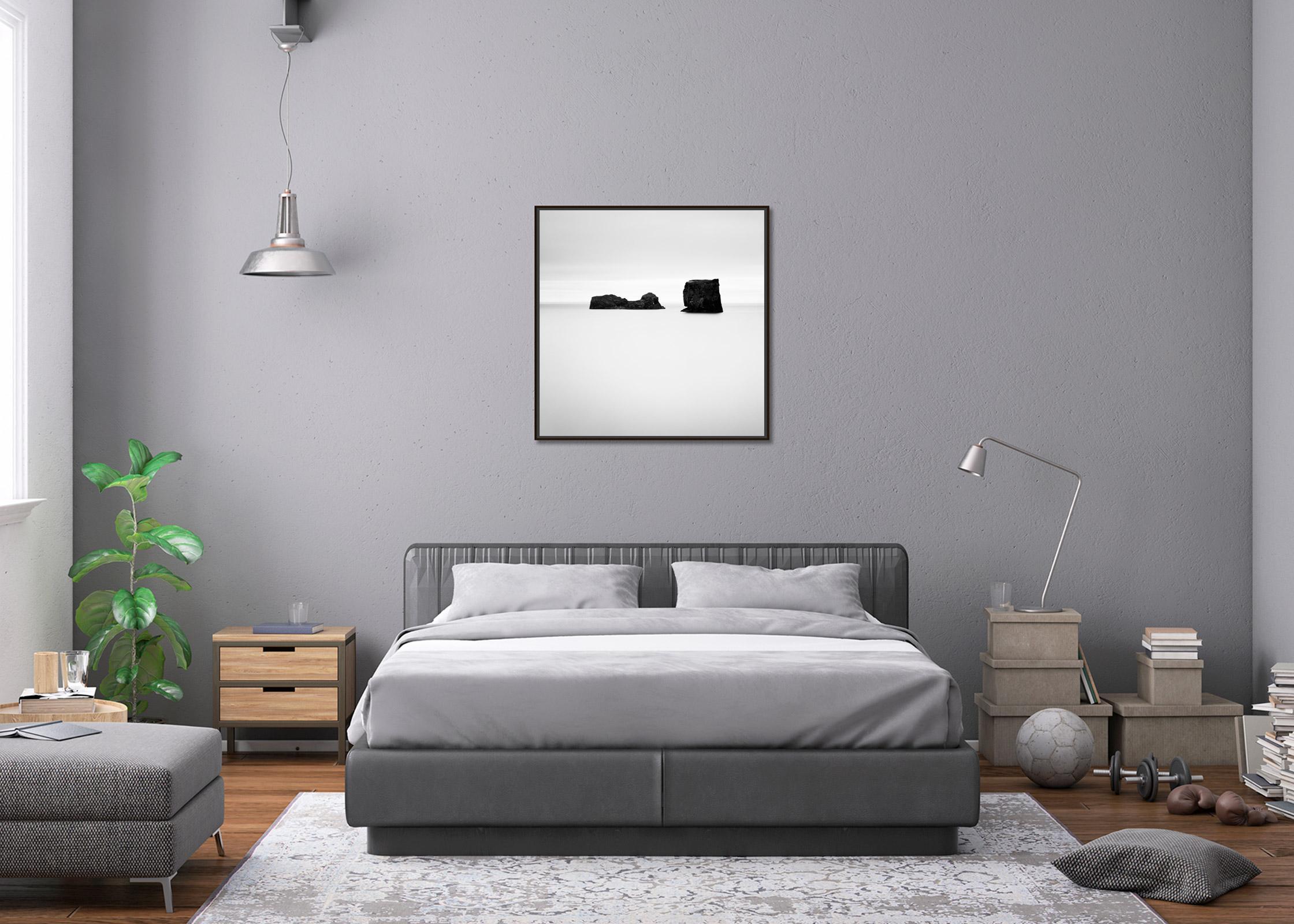 Black Rocks, Iceland, minimalism black and white fine art landscape photography For Sale 1