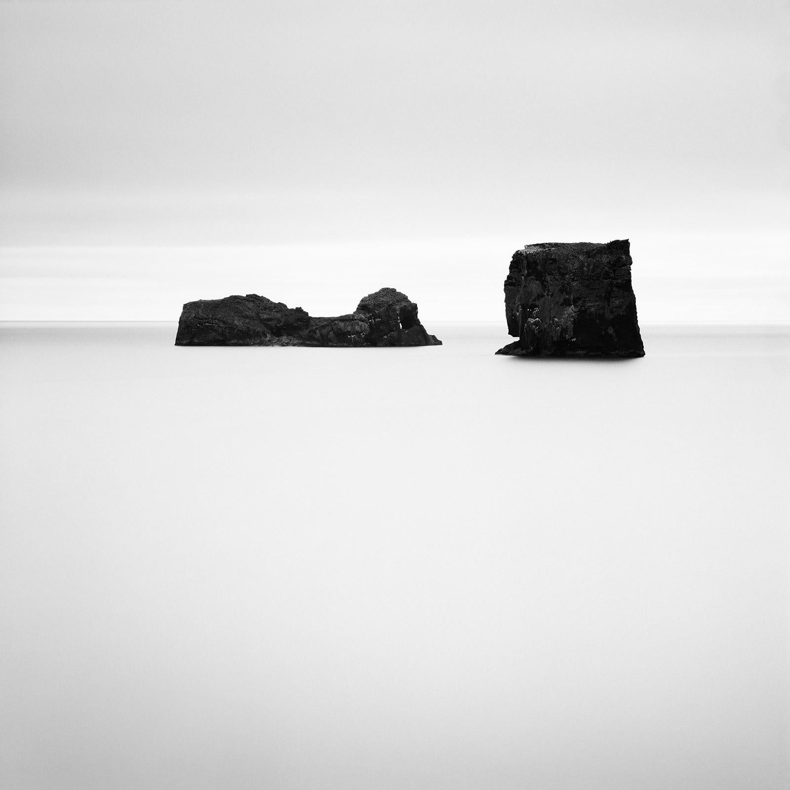 Gerald Berghammer Landscape Photograph - Black Rocks, Iceland, minimalism black and white fine art landscape photography