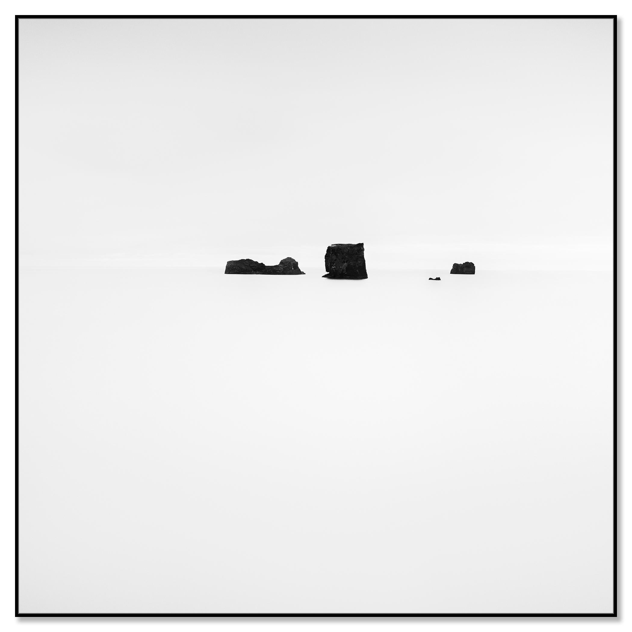 Black Rocks Iceland minimalist black and white - Photograph by Gerald Berghammer