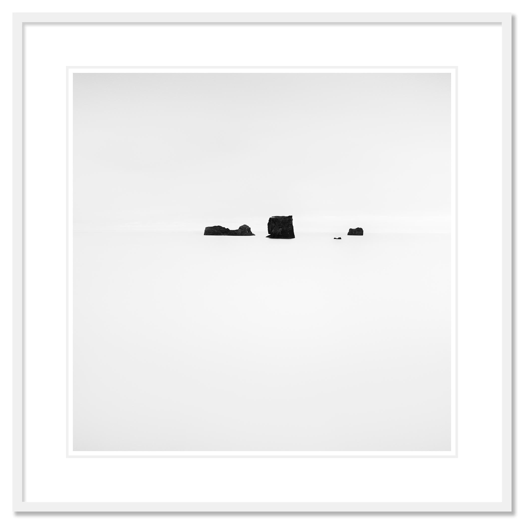 Black Rocks Iceland minimalist black and white - Contemporary Photograph by Gerald Berghammer