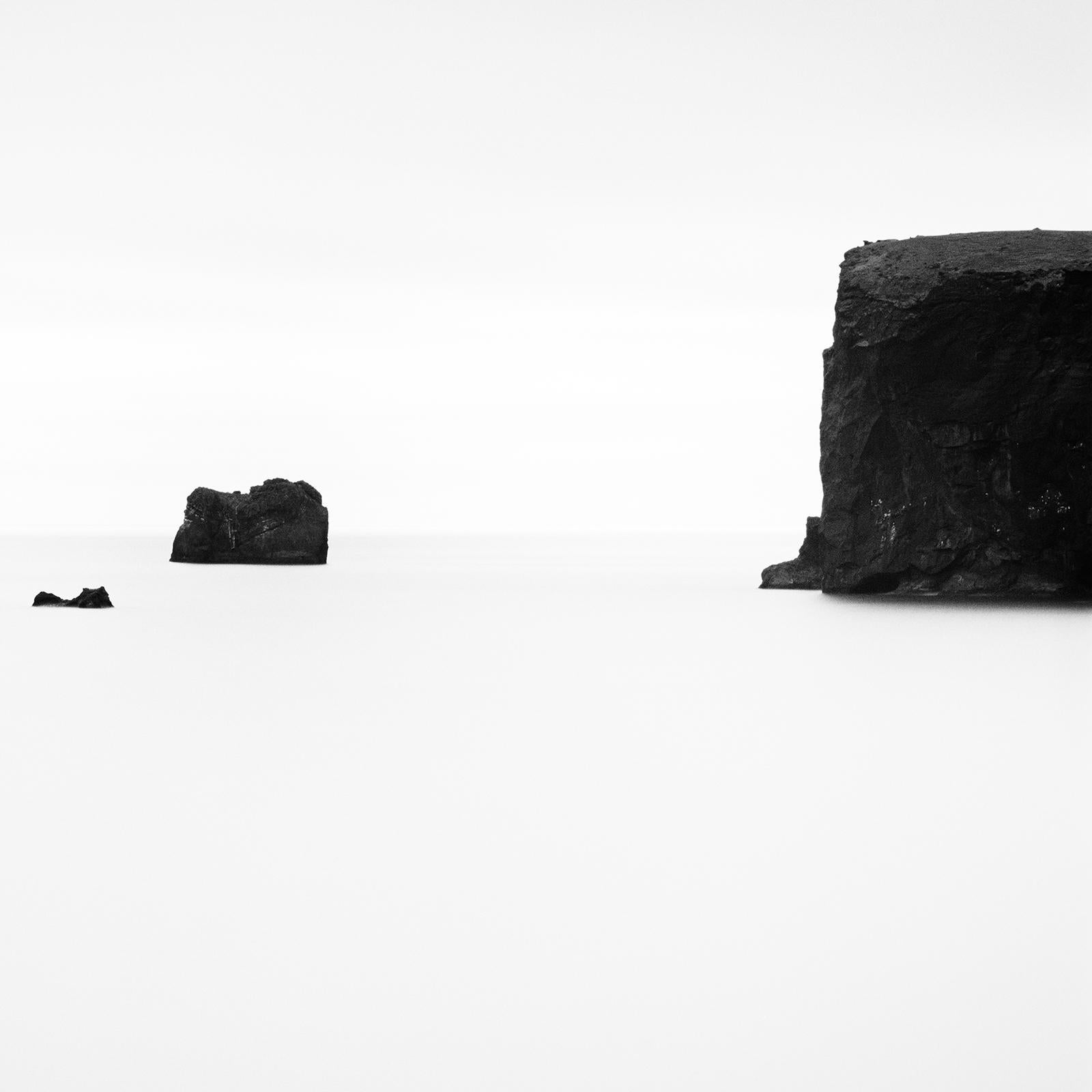 Black Rocks, Iceland, minimalist black and white photography, seascape fine art For Sale 5