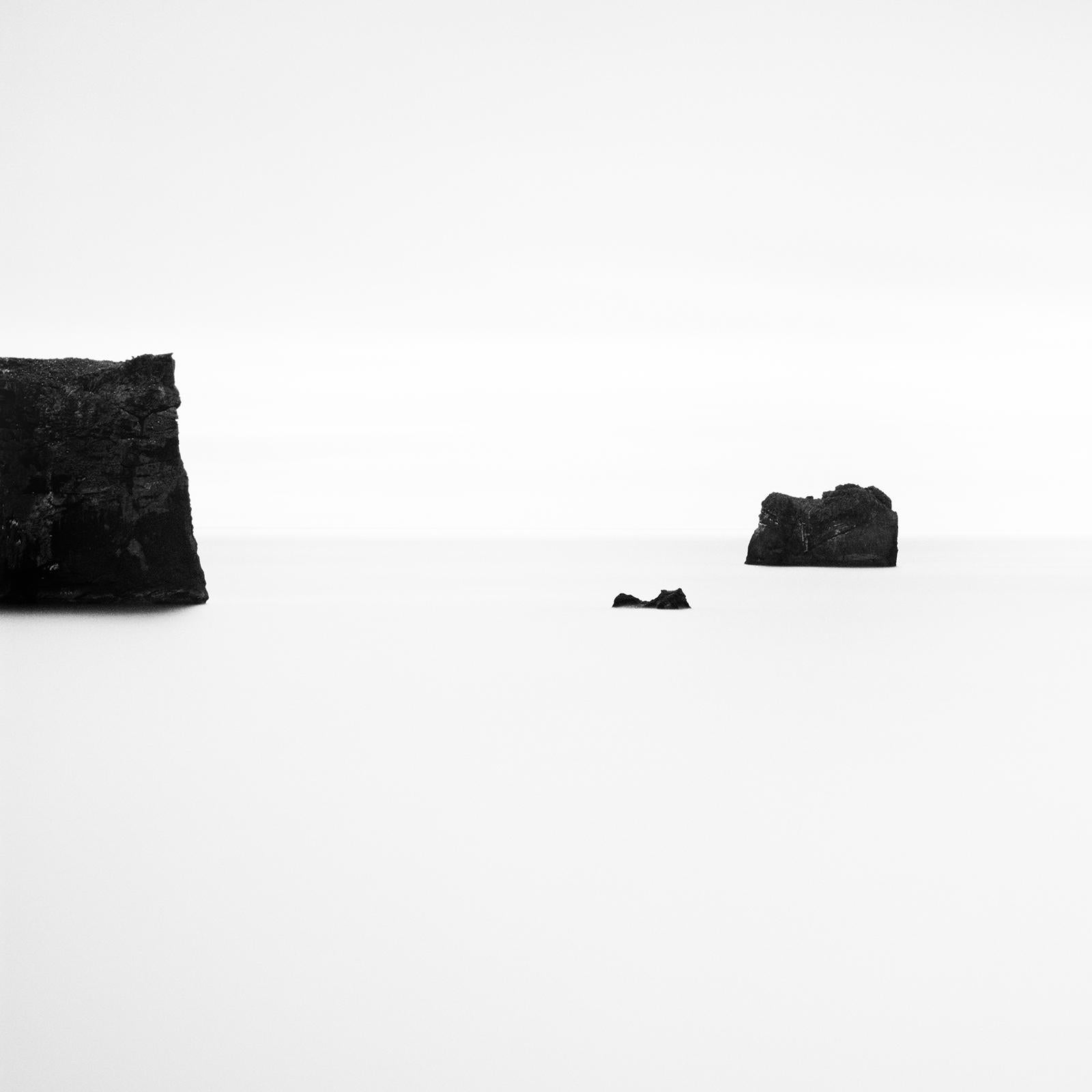 Black Rocks, Iceland, minimalist black and white photography, seascape fine art For Sale 4