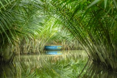Blue Coconut Boat, Vietnam – Limited Edition Colour Waterscape Photograph Print