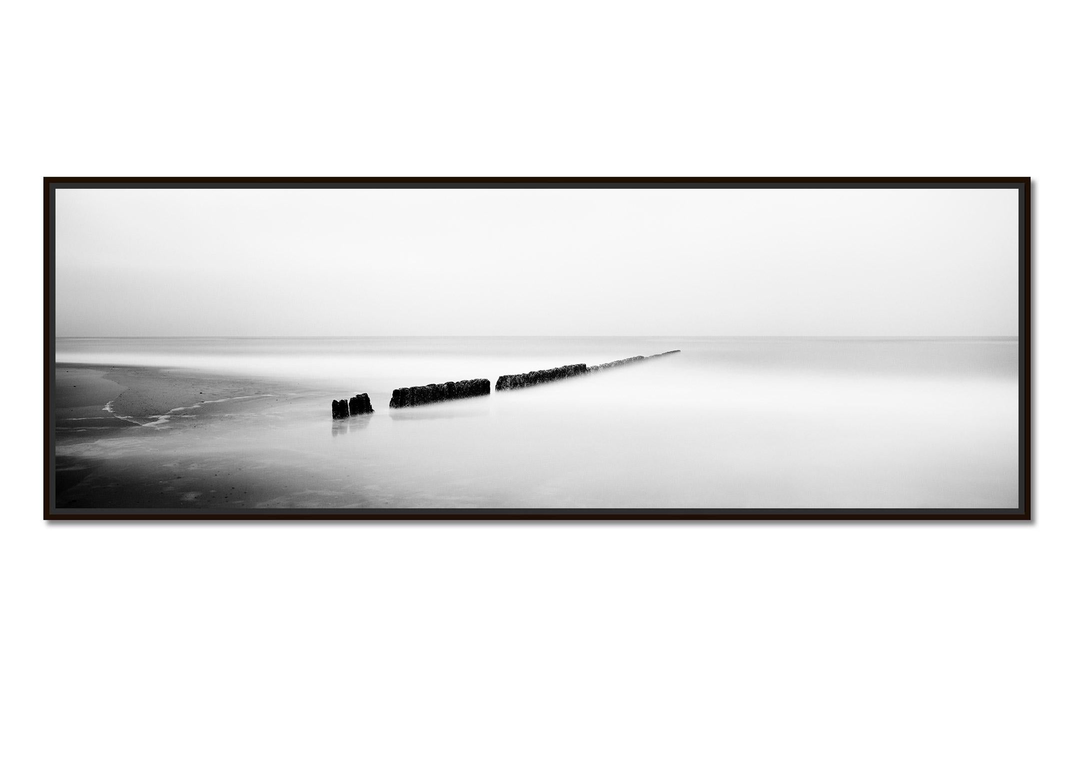 Brick in the Wall Groyne Sylt Germany black white fine art landscape photography - Photograph by Gerald Berghammer