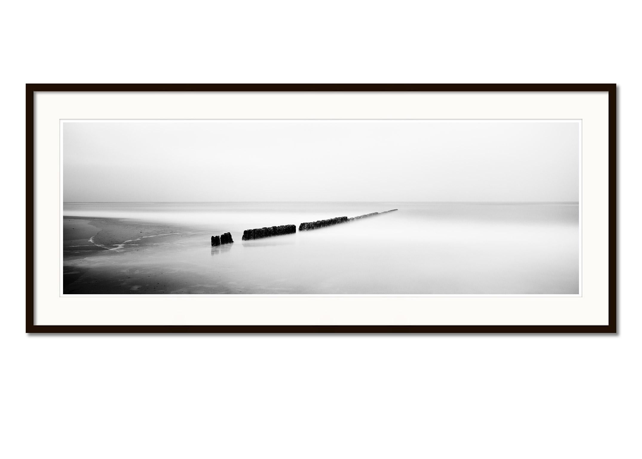 Brick in the Wall Groyne Sylt Germany black white fine art landscape photography - Contemporary Photograph by Gerald Berghammer