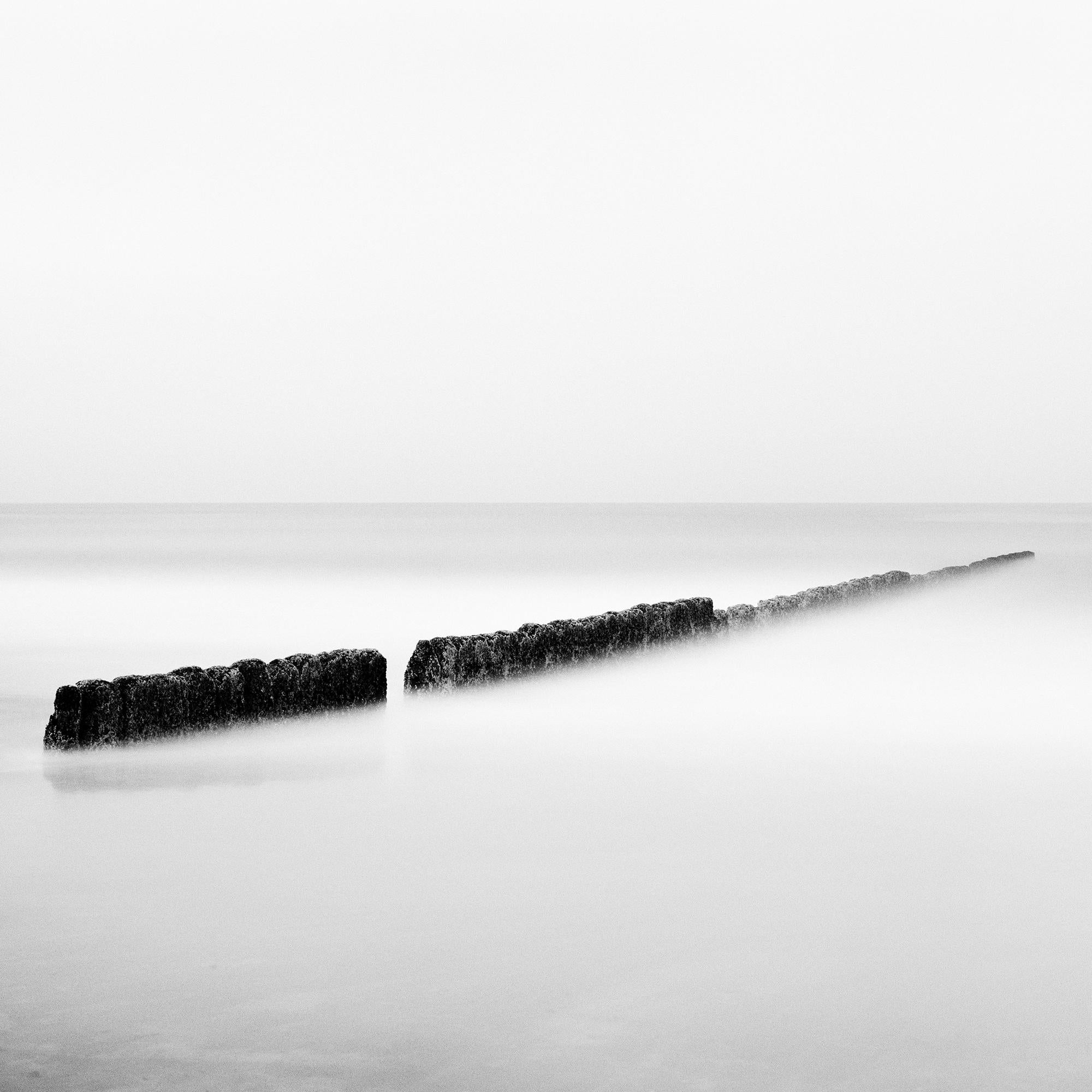 Brick in the Wall Groyne Sylt Germany black white fine art landscape photography For Sale 3