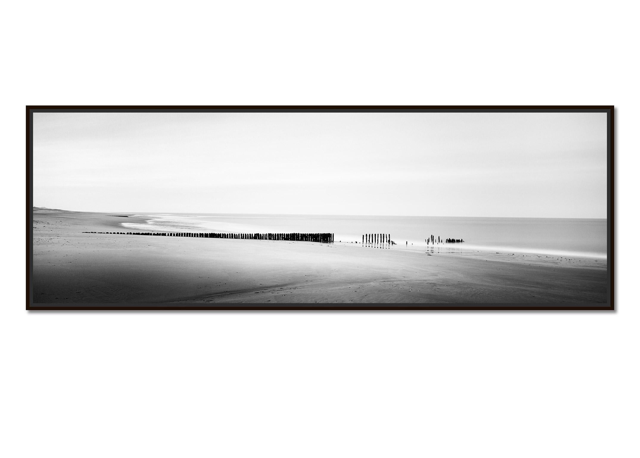 Broken Groyne, Beach, Sylt, Germany, black and white landscape photography print - Photograph by Gerald Berghammer