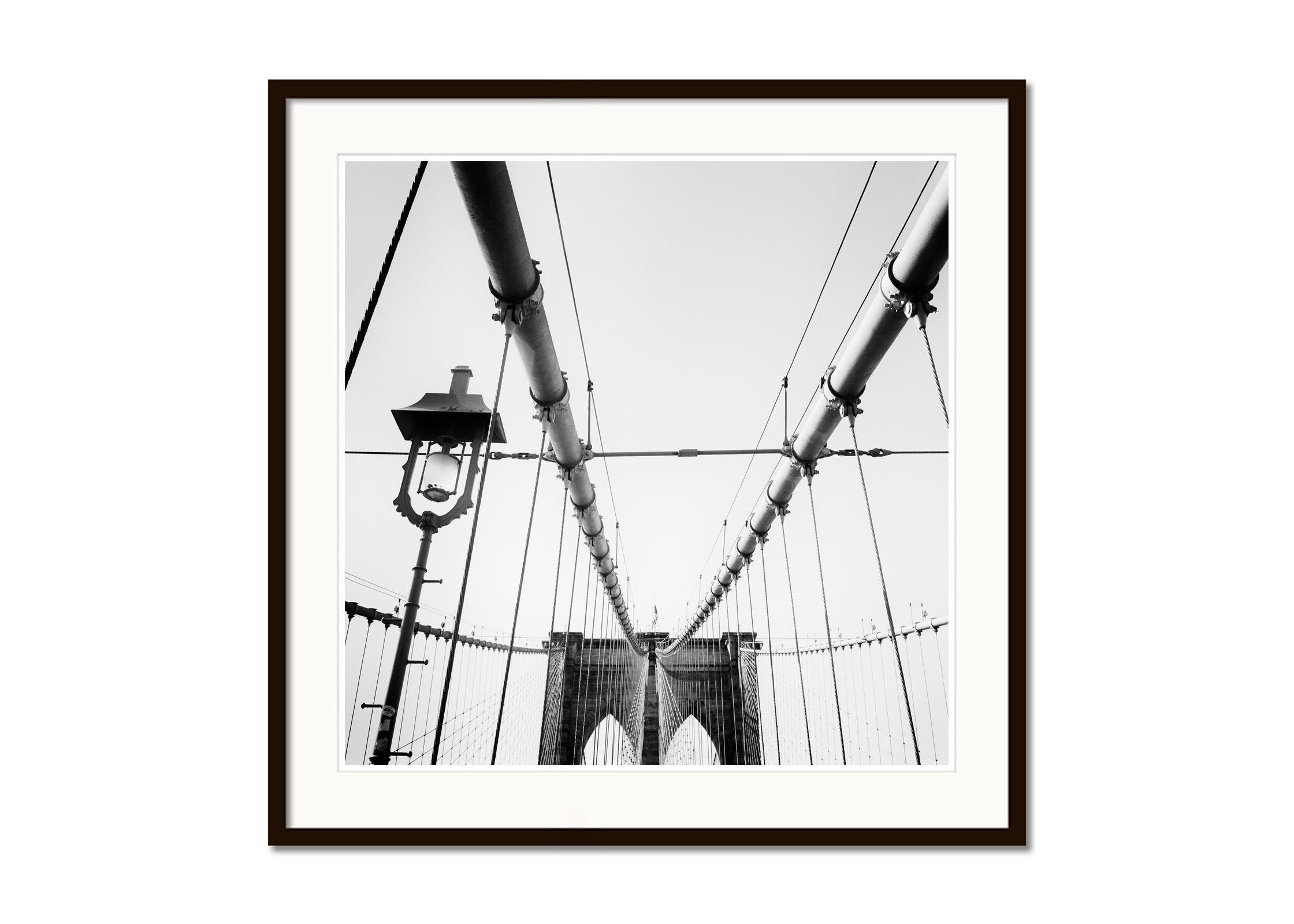 Brooklyn Bridge, archtecture detail, New York, USA, black white cityscape print For Sale 1
