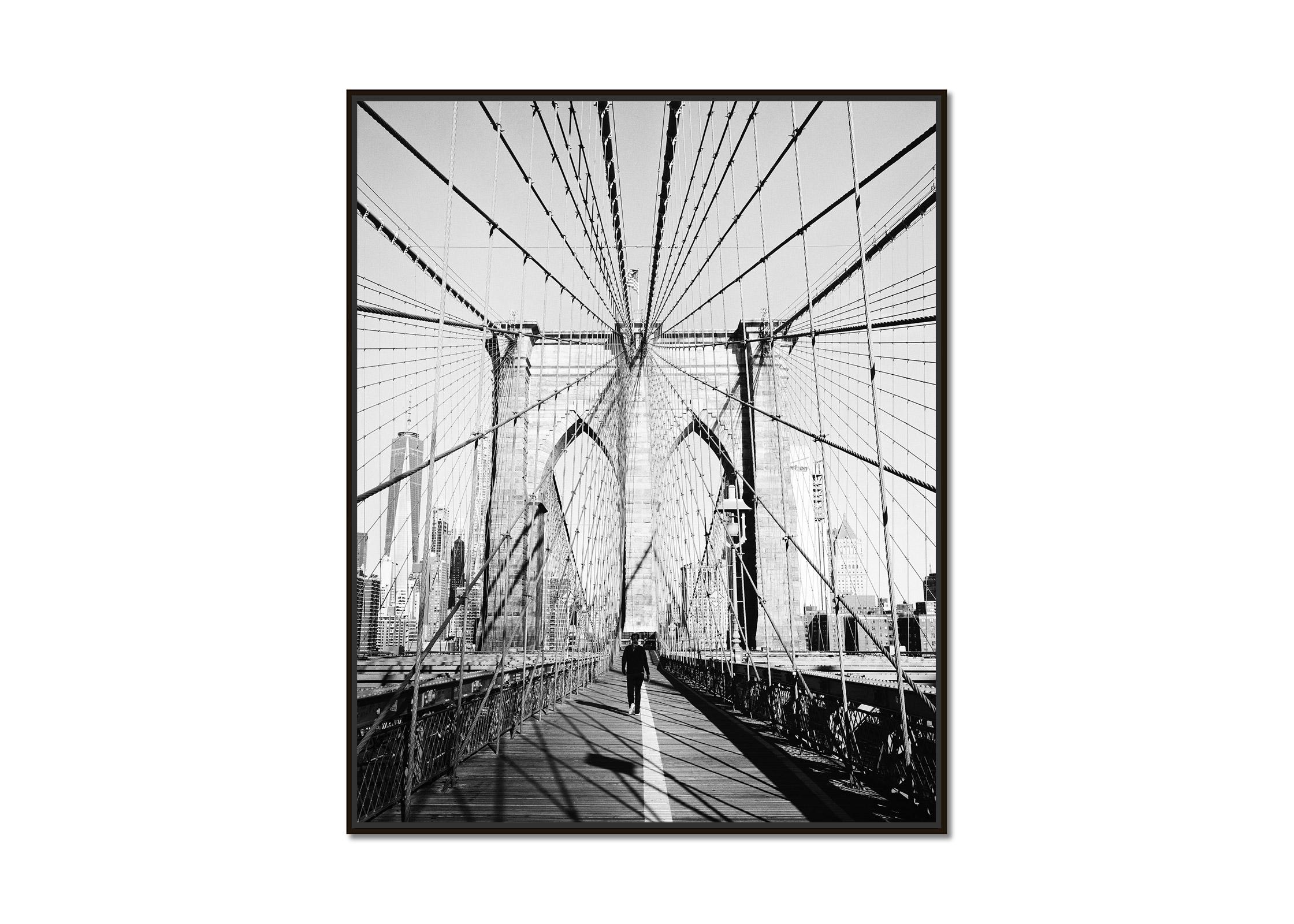Brooklyn Bridge, New York City, USA, black and white photography, art cityscape - Photograph by Gerald Berghammer