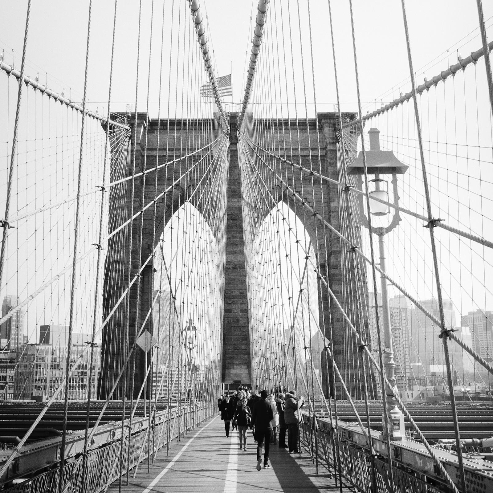 Brooklyn Bridge, New York City, USA, black and white photography, art landscape For Sale 4