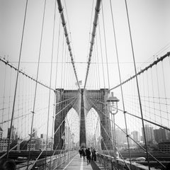 Pont de Brooklyn, New York City, USA, photographie noir et blanc, art paysage