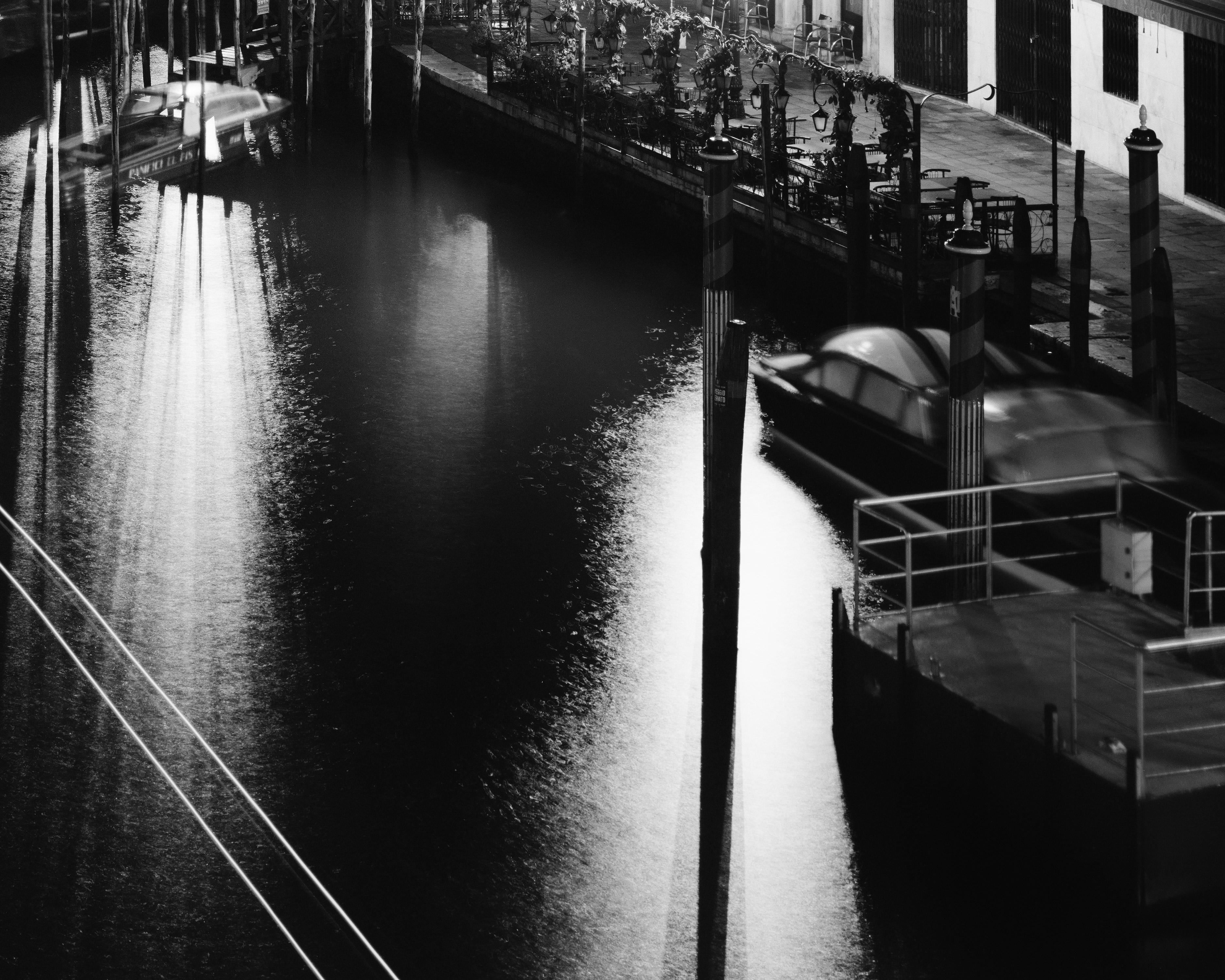 Canal Grande Night, Venice, black and white, fine art cityscape photography For Sale 6