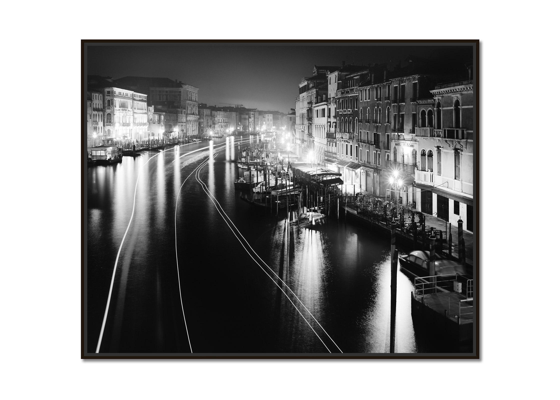 Canal Grande Night, Venice, black and white, fine art cityscape photography - Photograph by Gerald Berghammer