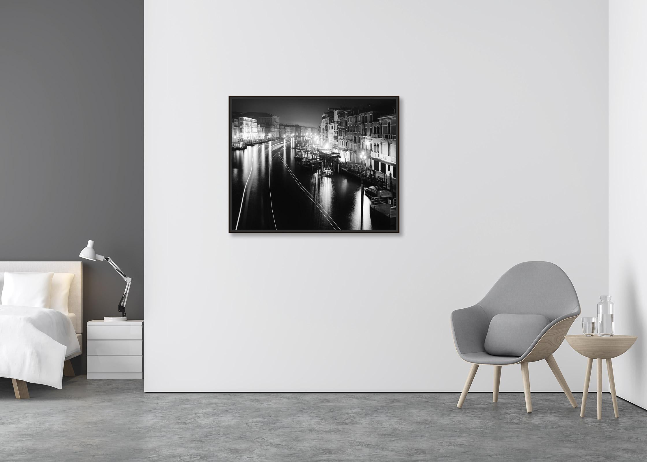 Canal Grande Night, Venice, black and white, fine art cityscape photography - Contemporary Photograph by Gerald Berghammer