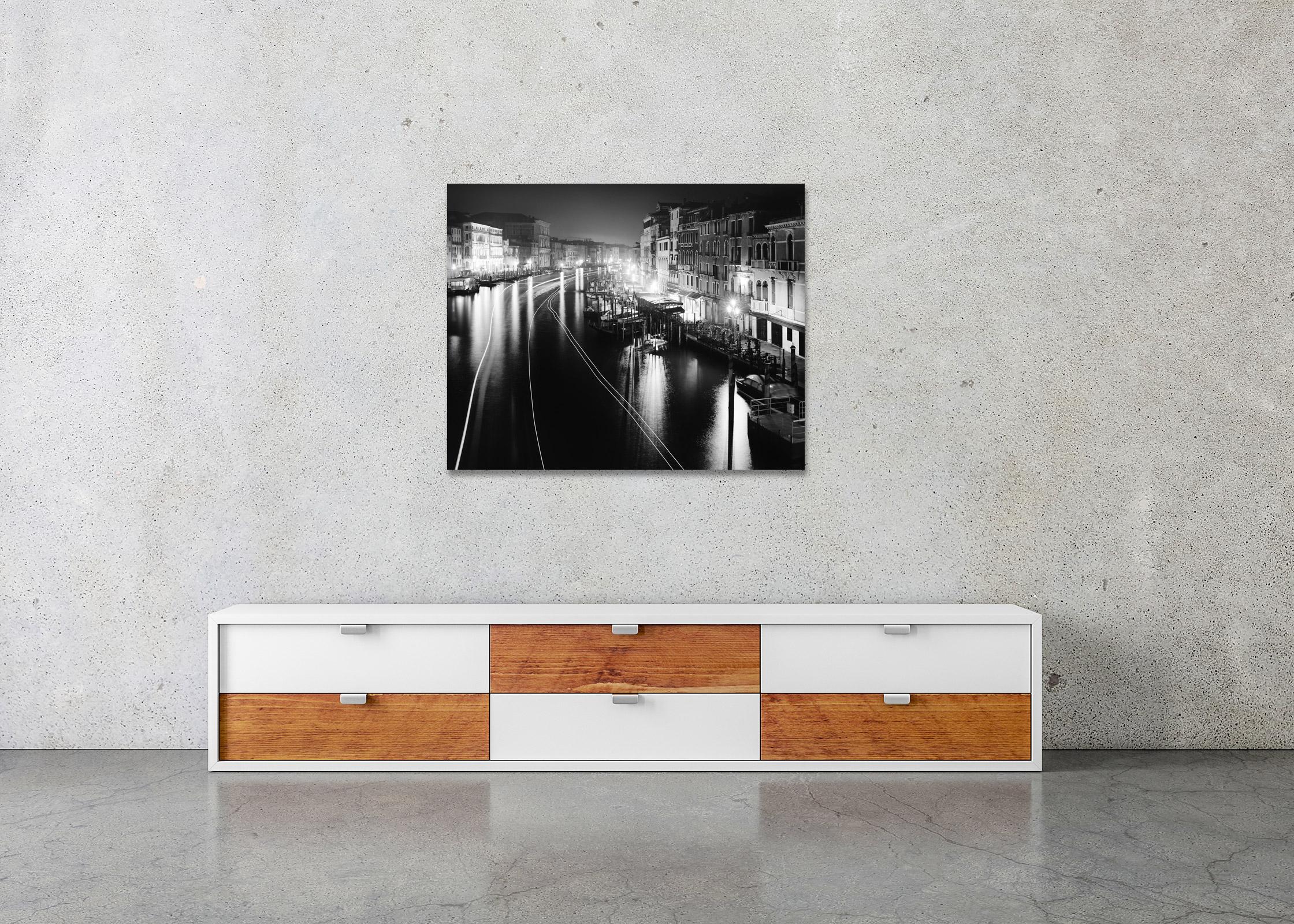 Canal Grande Night, Venice, black and white, fine art cityscape photography For Sale 2