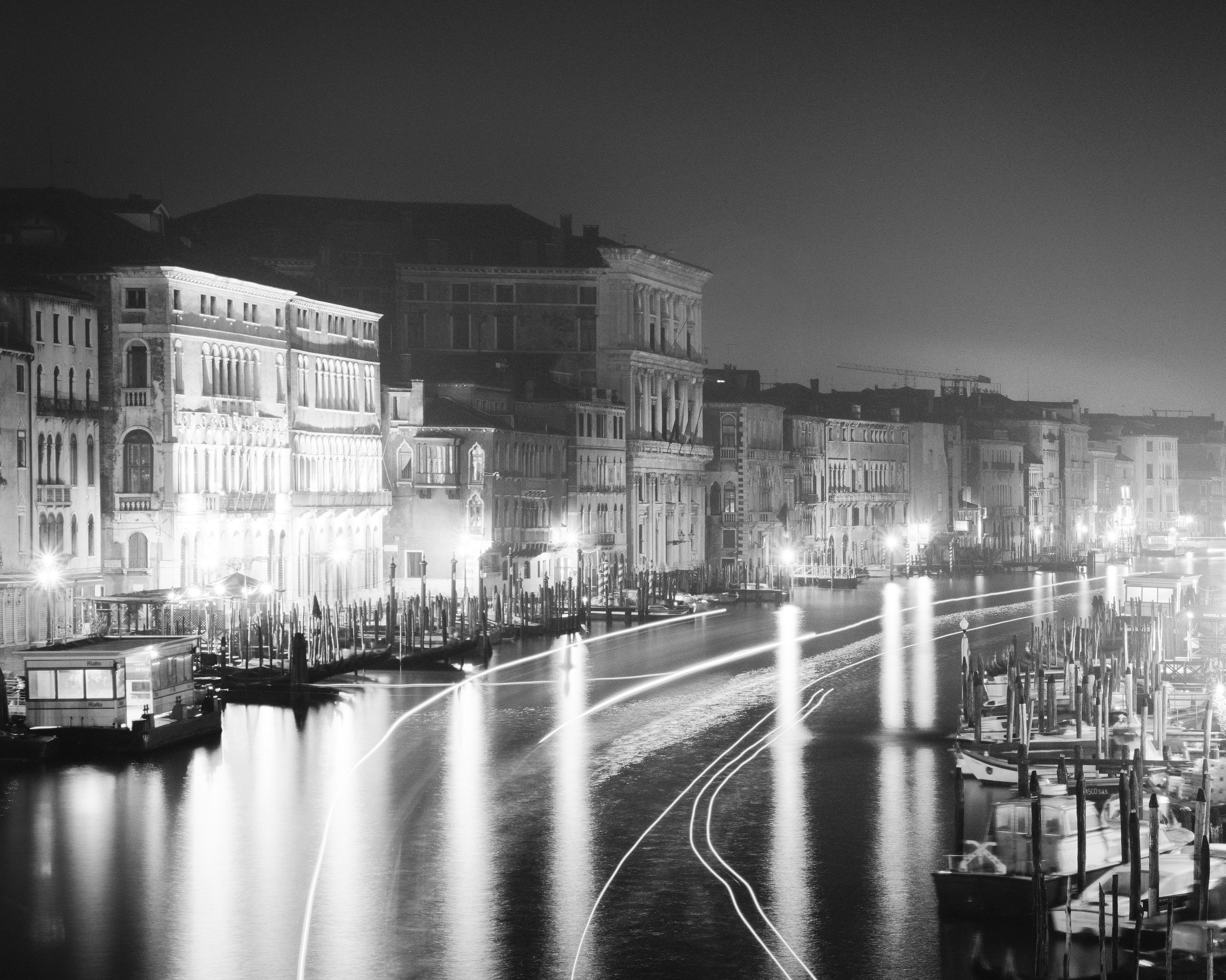 Canal Grande Night, Venice, black and white, fine art cityscape photography For Sale 3