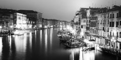 Canal Grande-Nacht, Venedig, Schwarz-Weiß-Fotografie, Landschaft