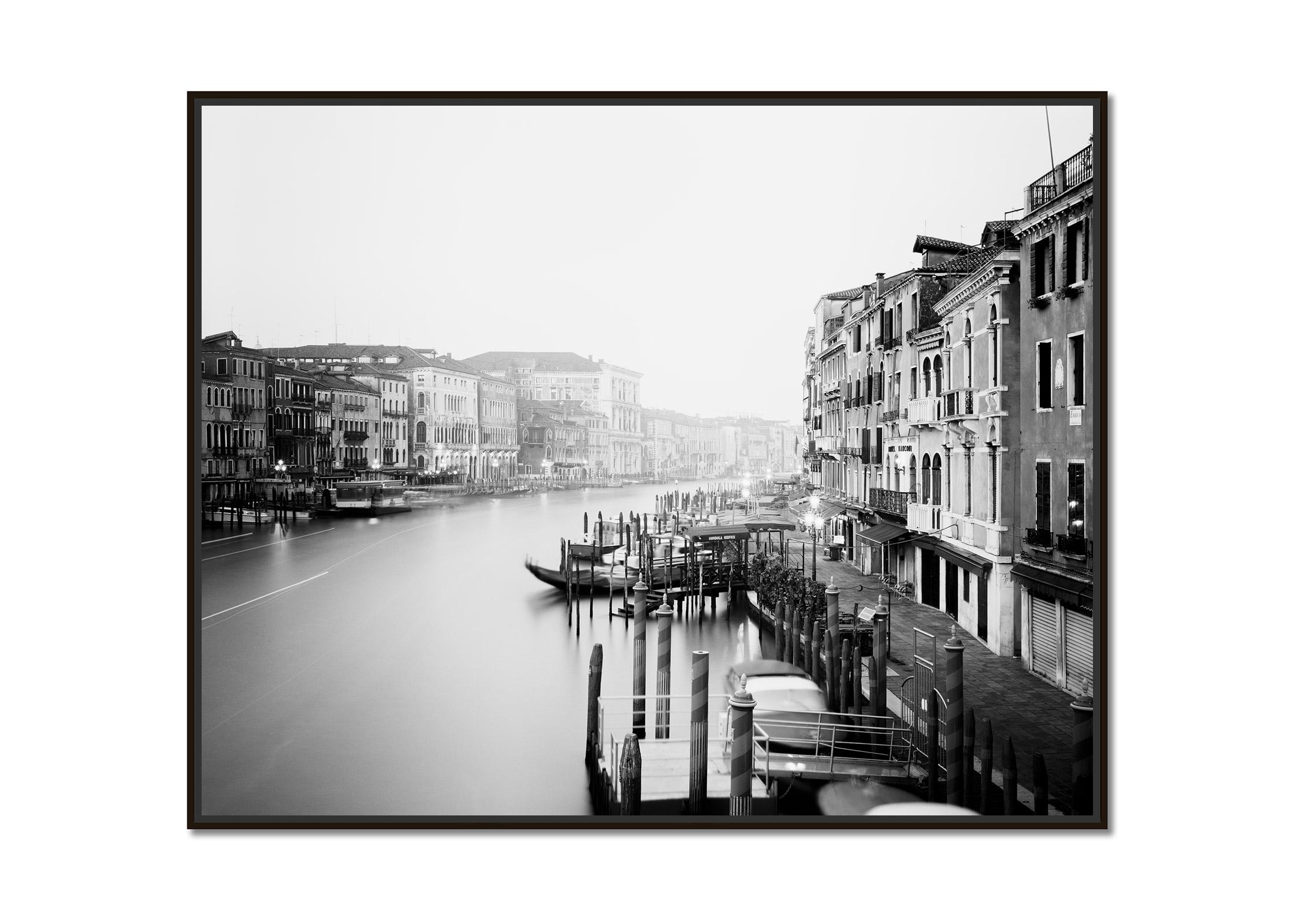 Canal Grande, Rialto Bridge View, Venice, black and white landscape photography - Photograph by Gerald Berghammer