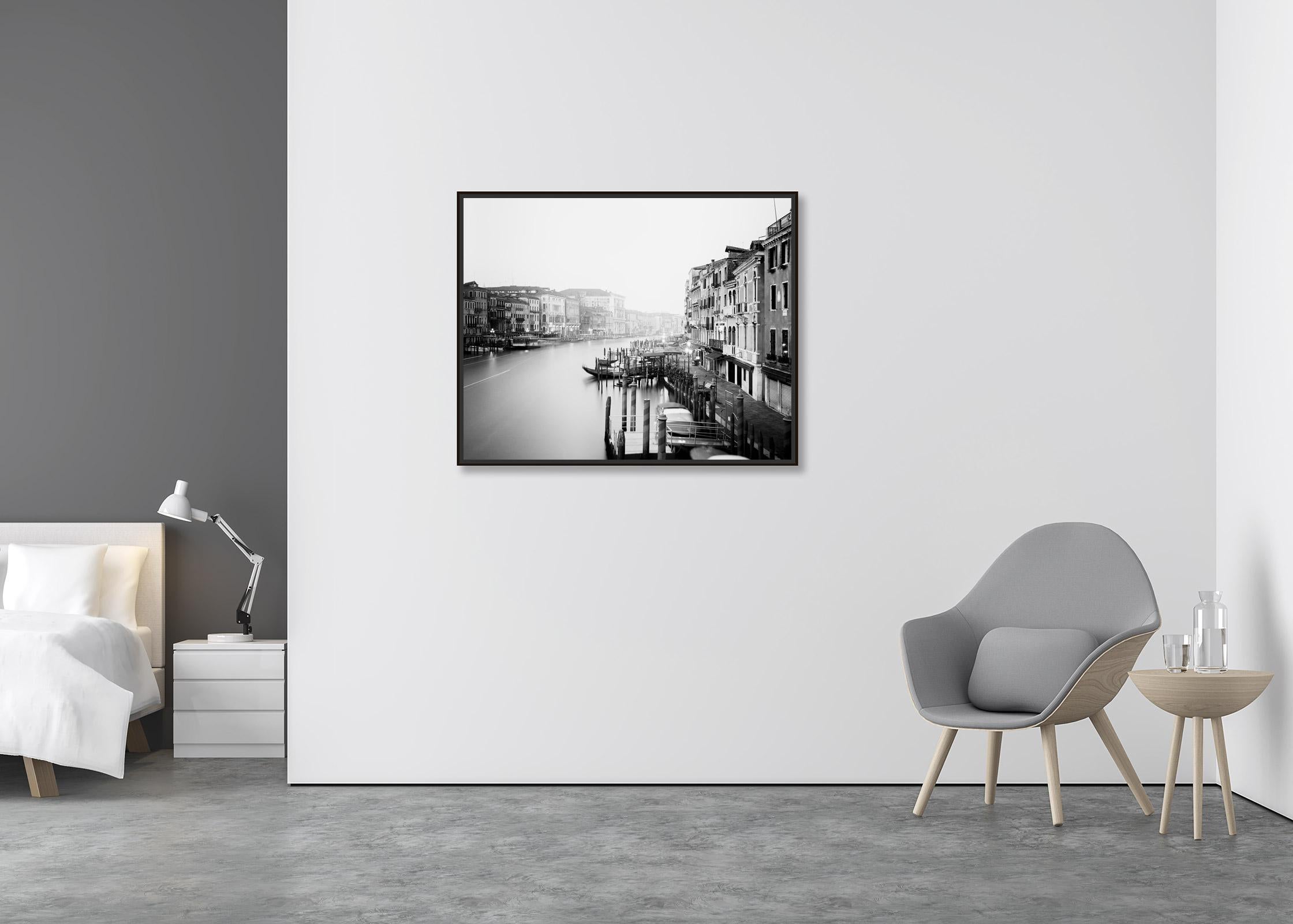 Canal Grande, Rialto Bridge View, Venice, black and white landscape photography - Contemporary Photograph by Gerald Berghammer