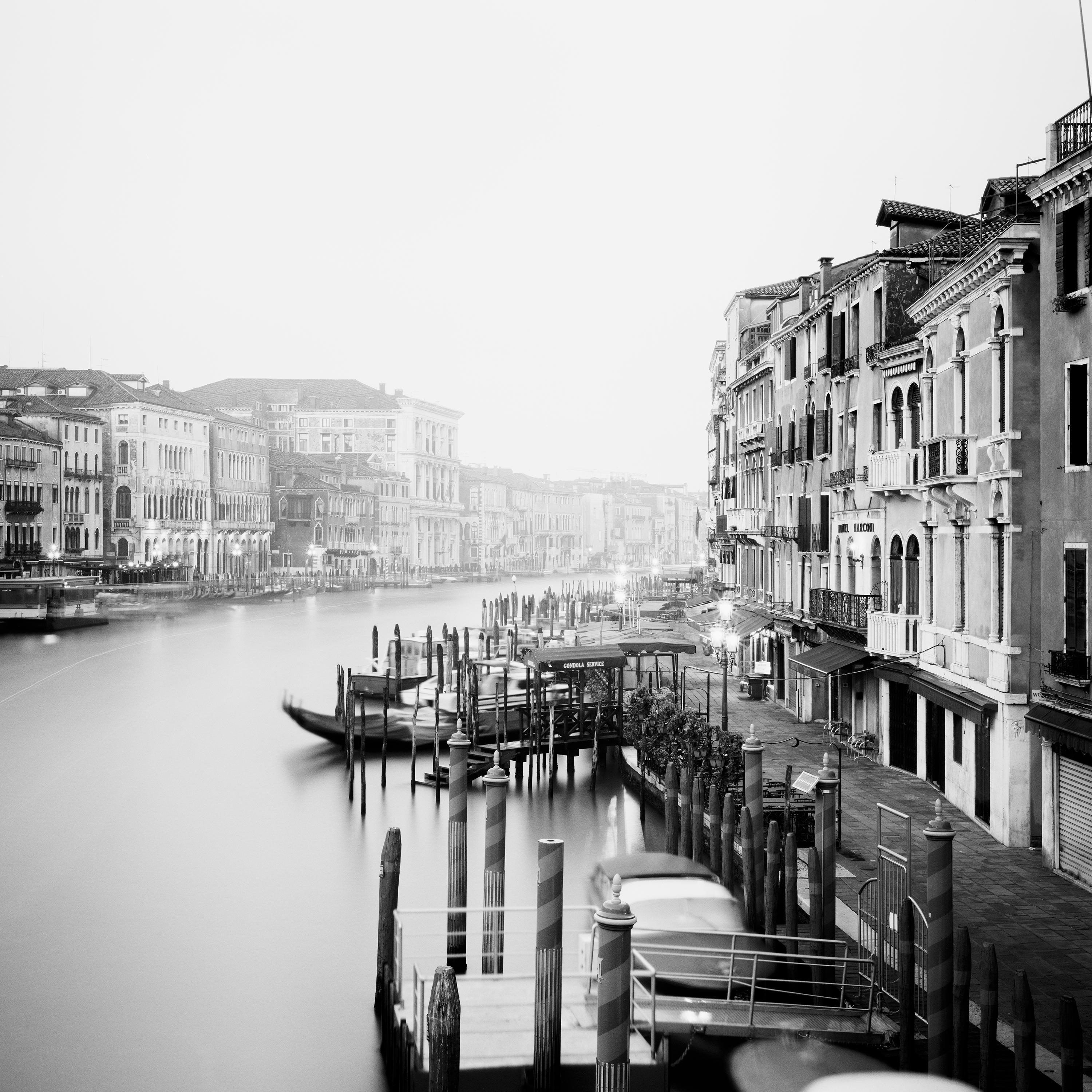 Canal Grande, Rialto Bridge View, Venice, black and white landscape photography For Sale 3