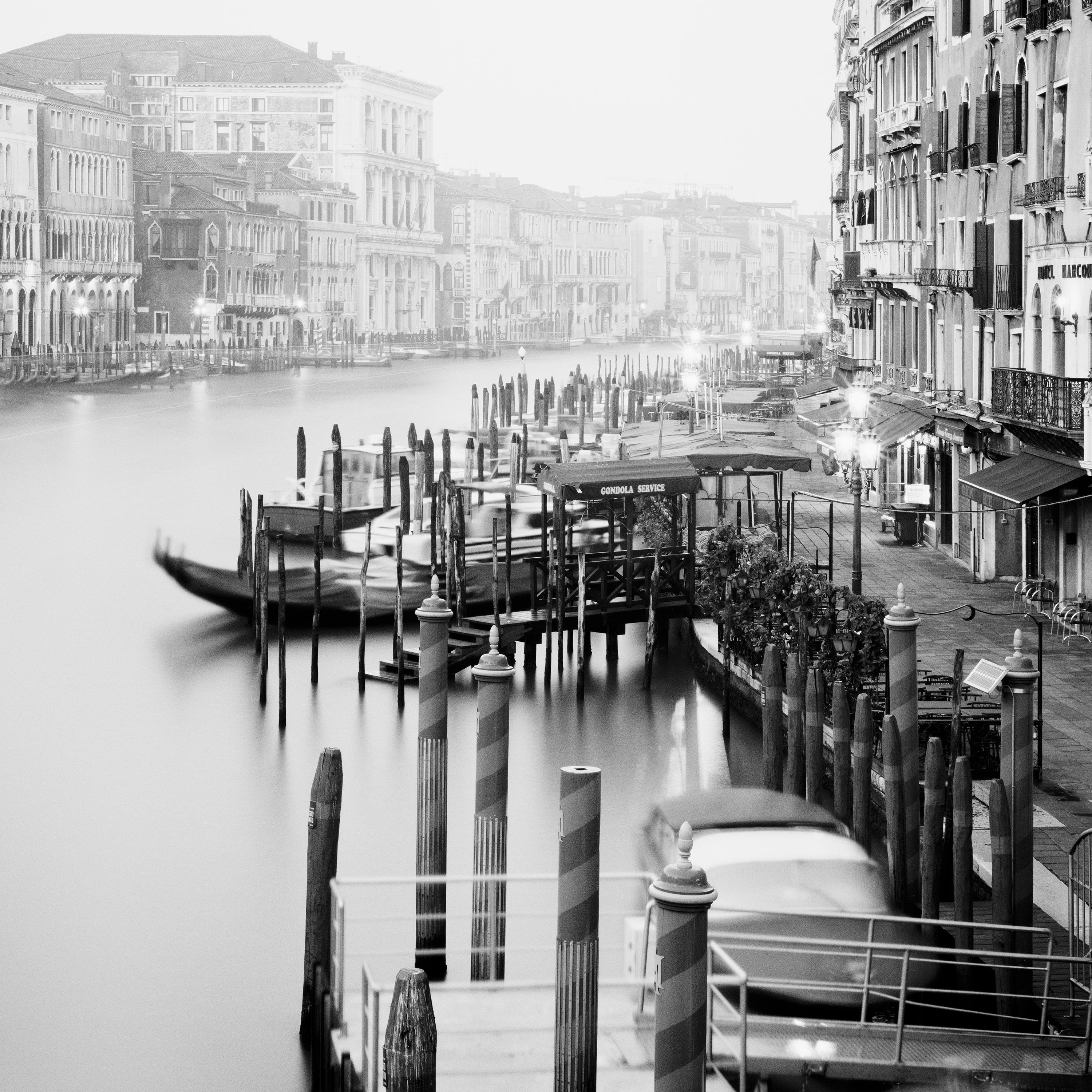Canal Grande, Rialto Bridge View, Venice, black and white landscape photography For Sale 4