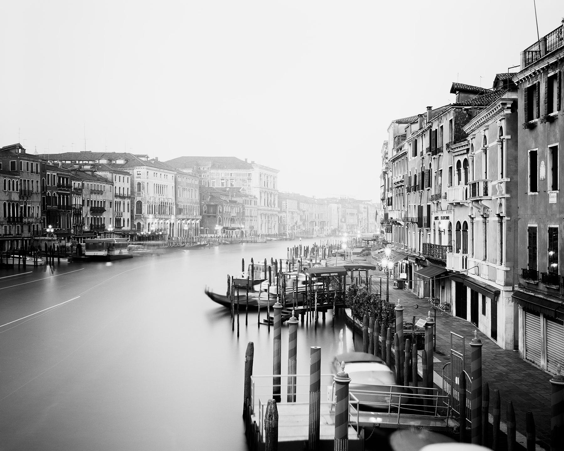 Gerald Berghammer Landscape Photograph - Canal Grande, Rialto Bridge View, Venice, black and white landscape photography