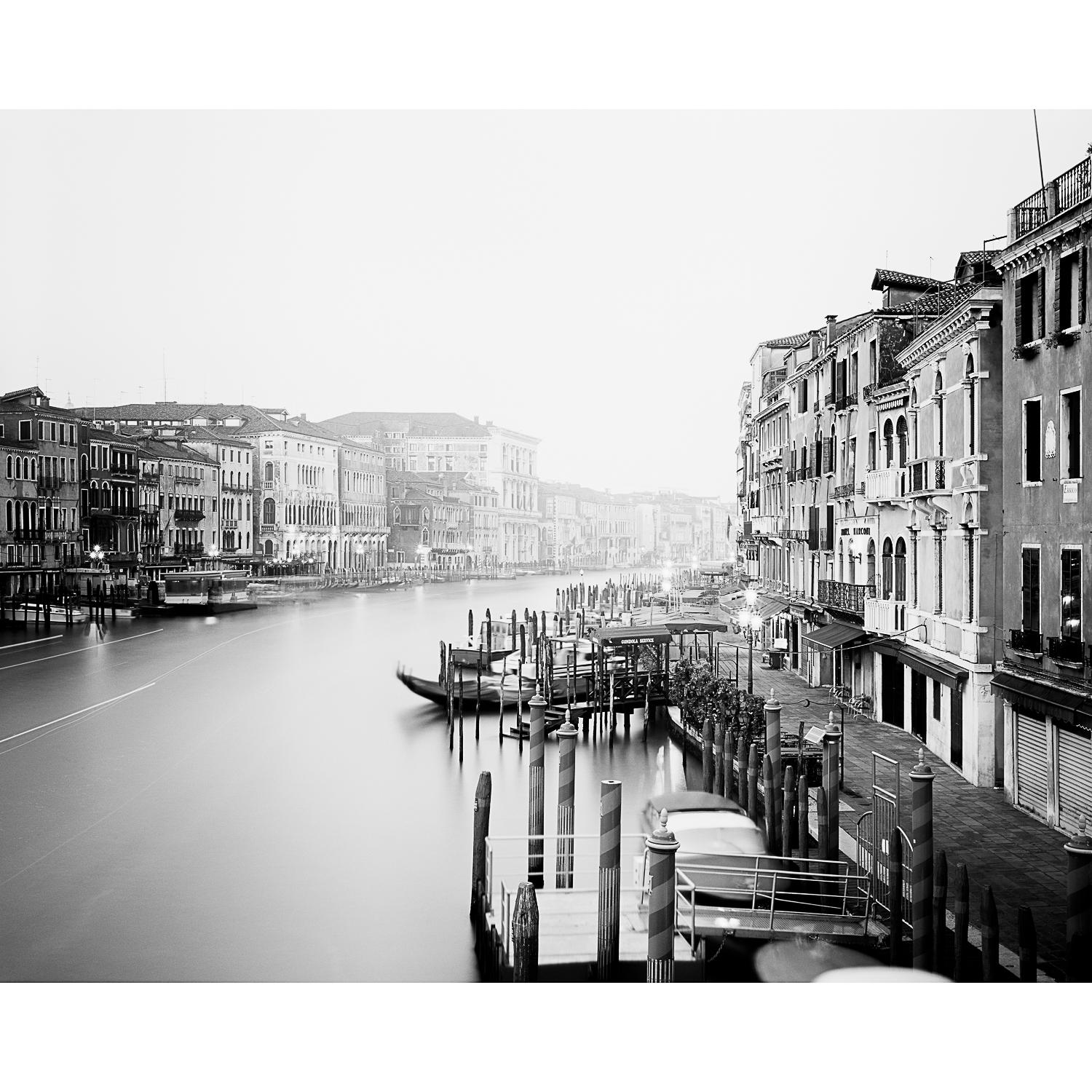 Canal Grande, Venice, black and white gelatin silver fineart photography, framed - Photograph by Gerald Berghammer