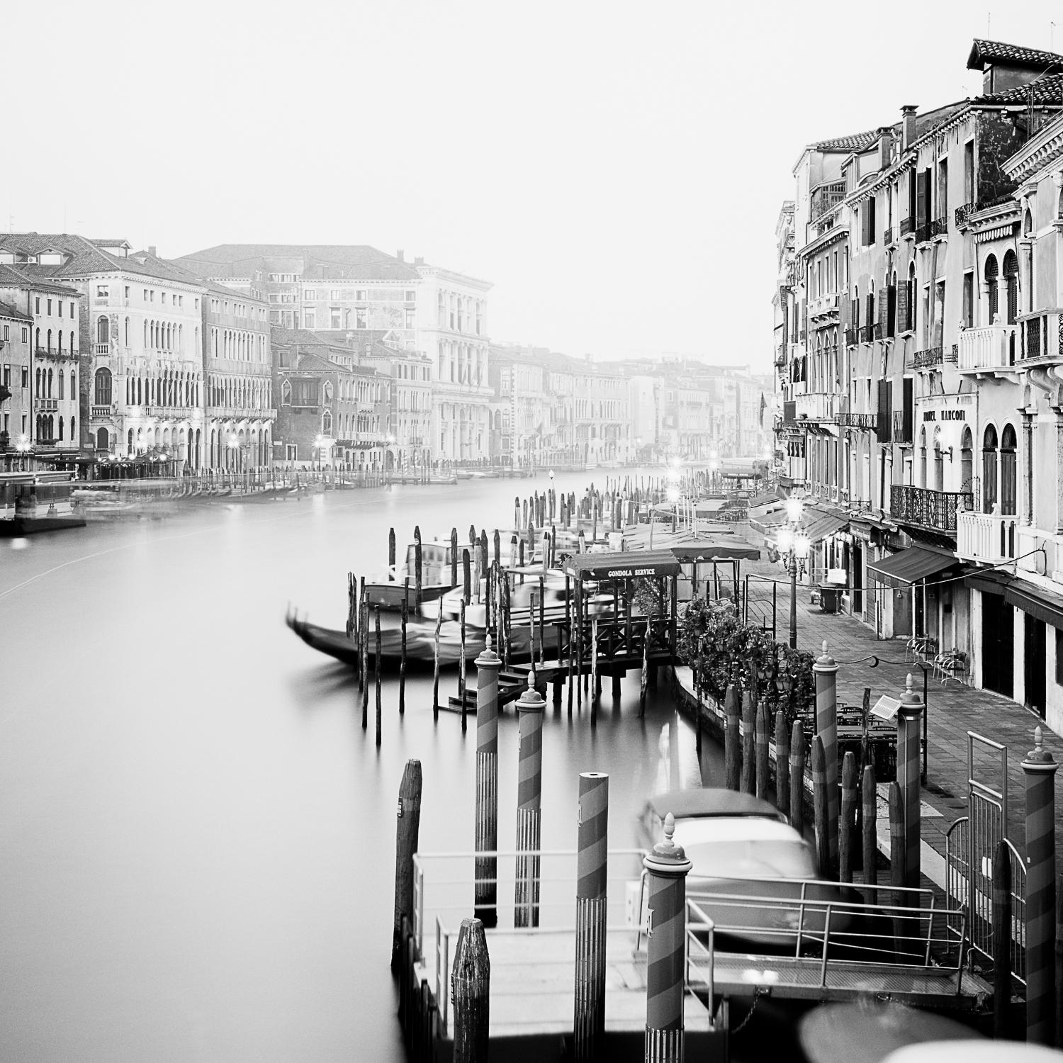Canal Grande, Venice, black and white gelatin silver fineart photography, framed - Contemporary Photograph by Gerald Berghammer