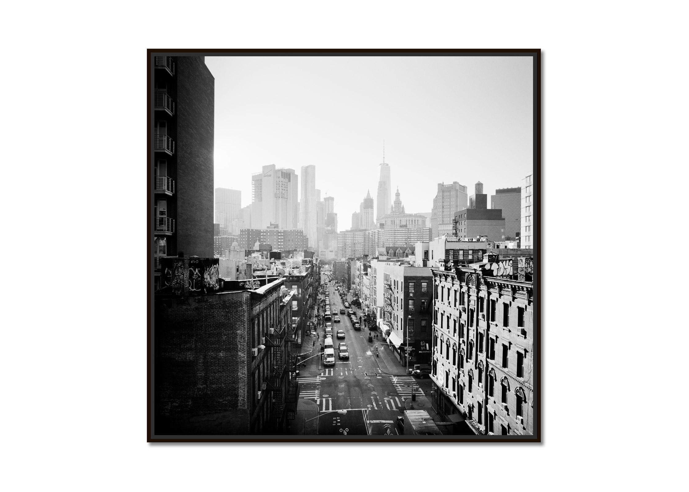 Chinatown Skyline New York City USA black and white cityscape art photography - Photograph by Gerald Berghammer