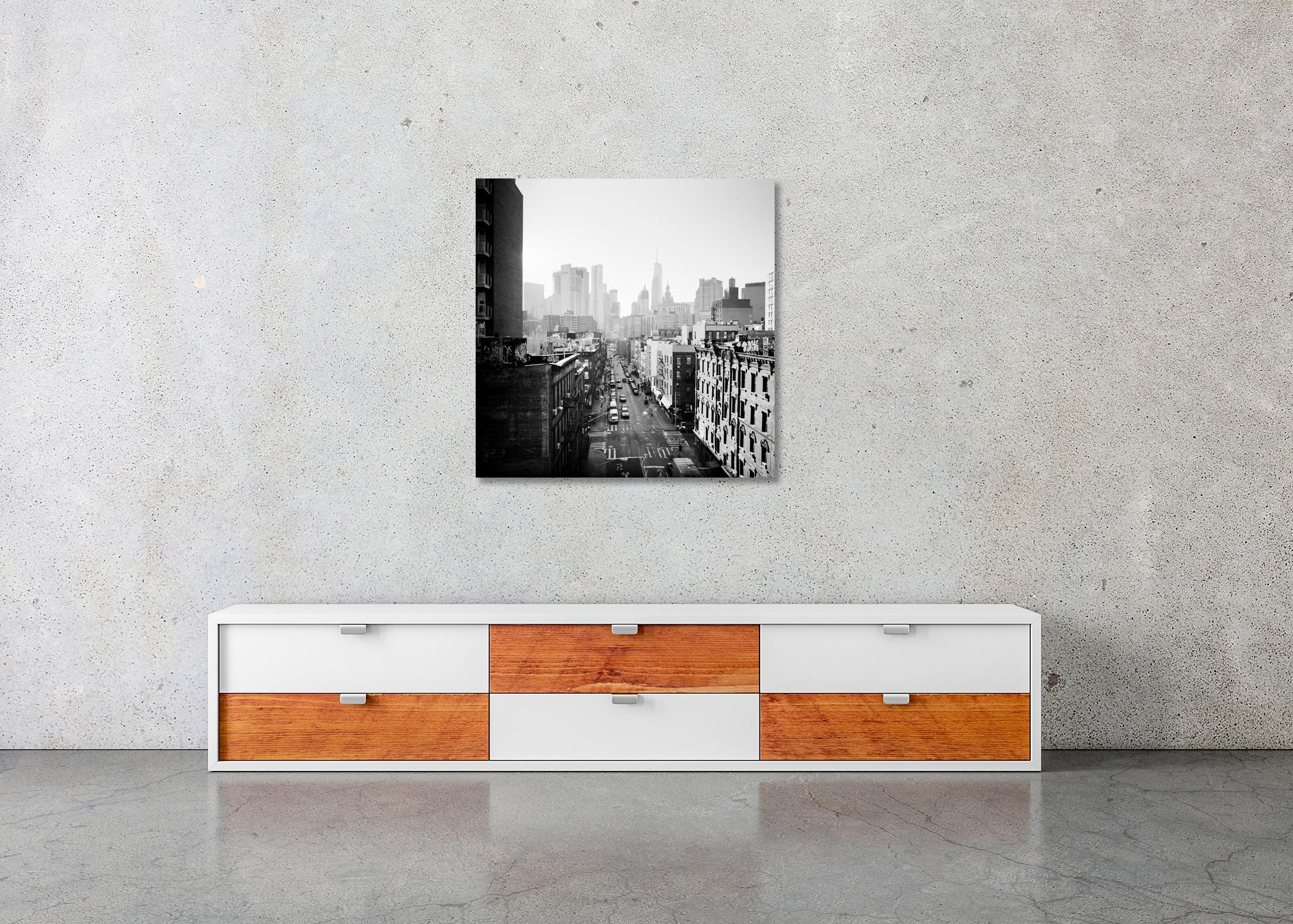 Chinatown Skyline New York City USA black and white cityscape art photography - Contemporary Photograph by Gerald Berghammer