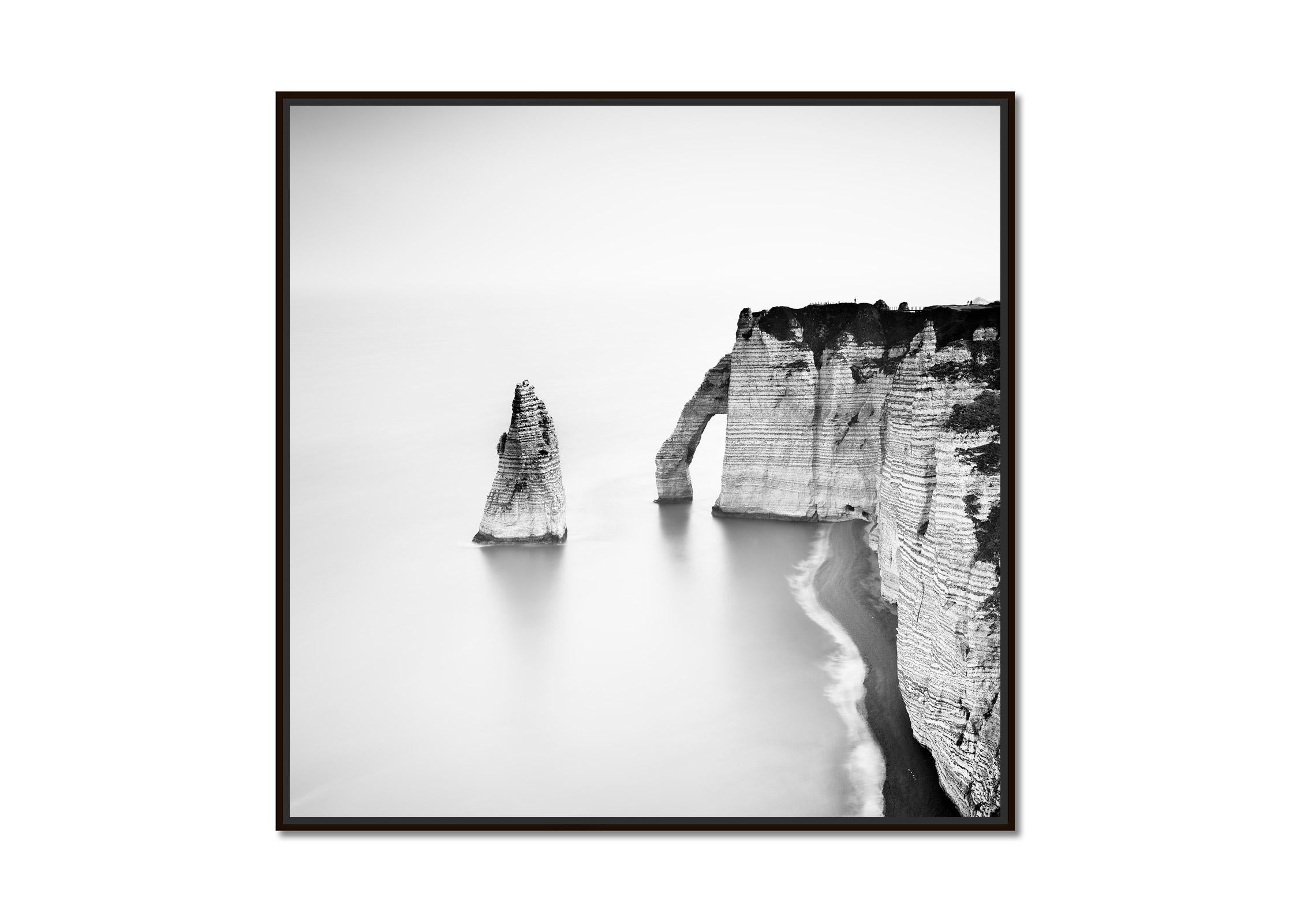 Cliffs of Etretat, Alabaster Coast, France, black and white landscape art photo - Photograph by Gerald Berghammer